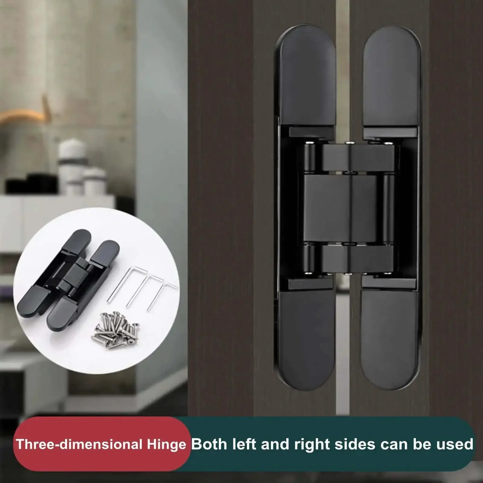 2 Pack Hidden Door Hinges 180 Degree Swing Heavy Duty 265 Lb Load Bearing For Seamless Cabinet Doors And Hidden Bookcase Doors 9.45 Inch Zinc Alloy Black - Image 2