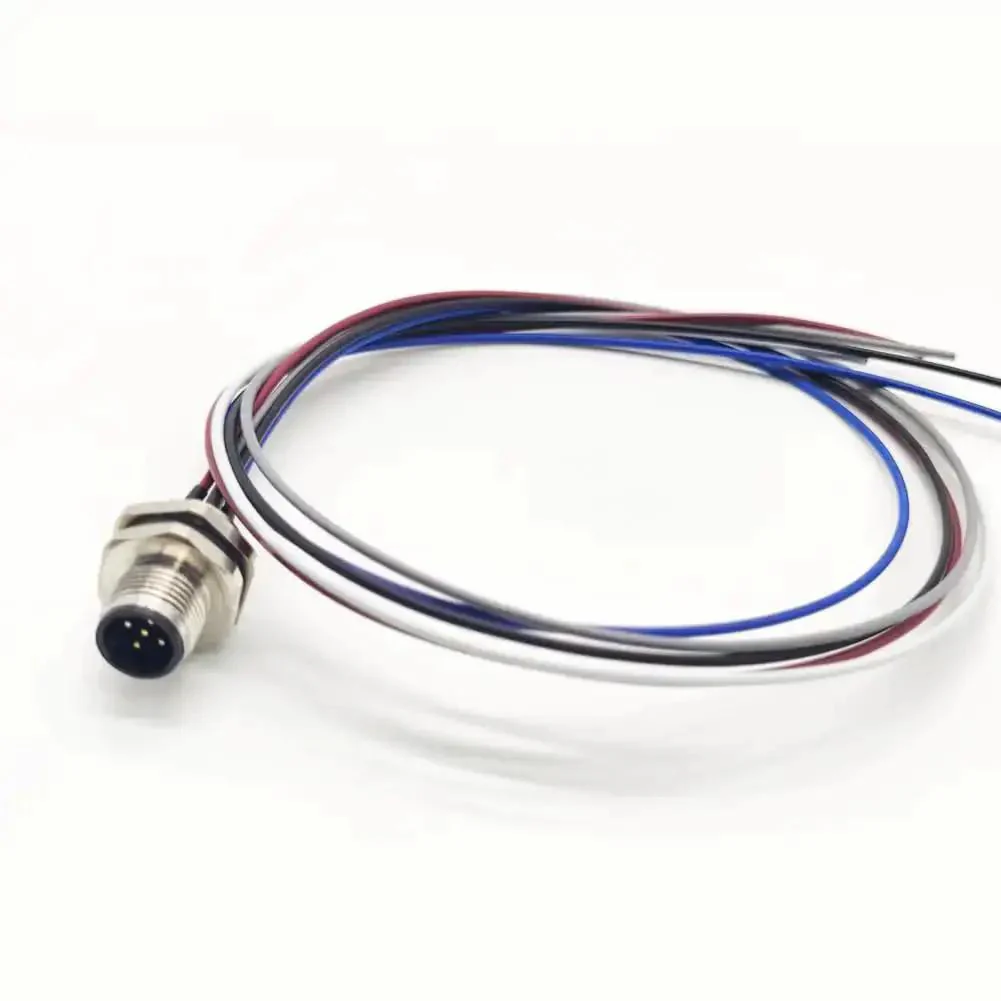 2 Pack M12 5 Pin A Coded Male Connector Cable IP67 Waterproof Back Mount Straight Unshielded Aviation Socket Electrical Cable Sensor Receptacle 125V 4A 0.5 Meter - Image 3