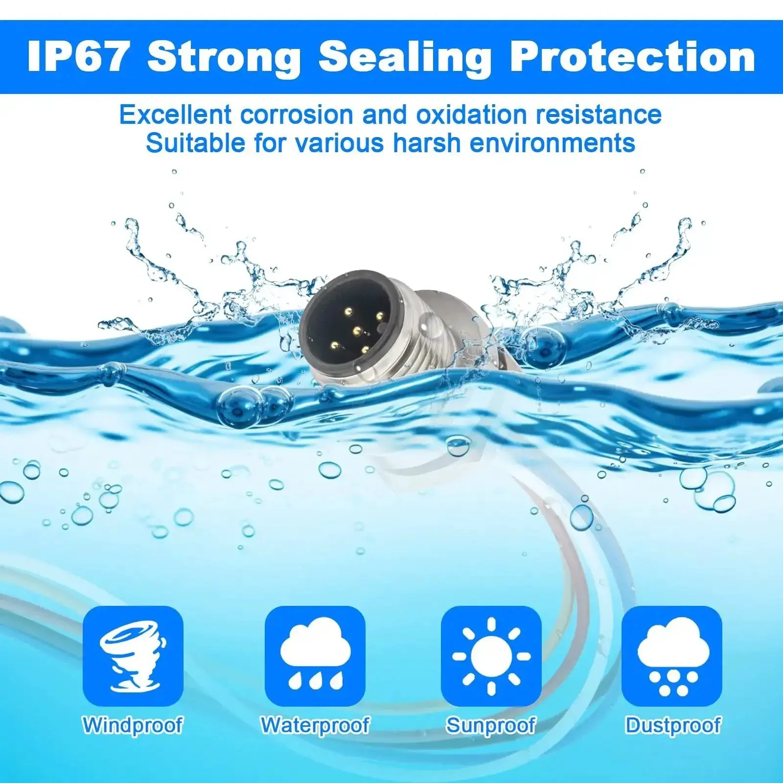 2 Pack M12 A Coded 5 Pin Male Aviation Panel Mount Connector Cable IP67 Waterproof Back Mount Unshielded Straight Socket Sensor Cable for Your Panel Setup - Image 9