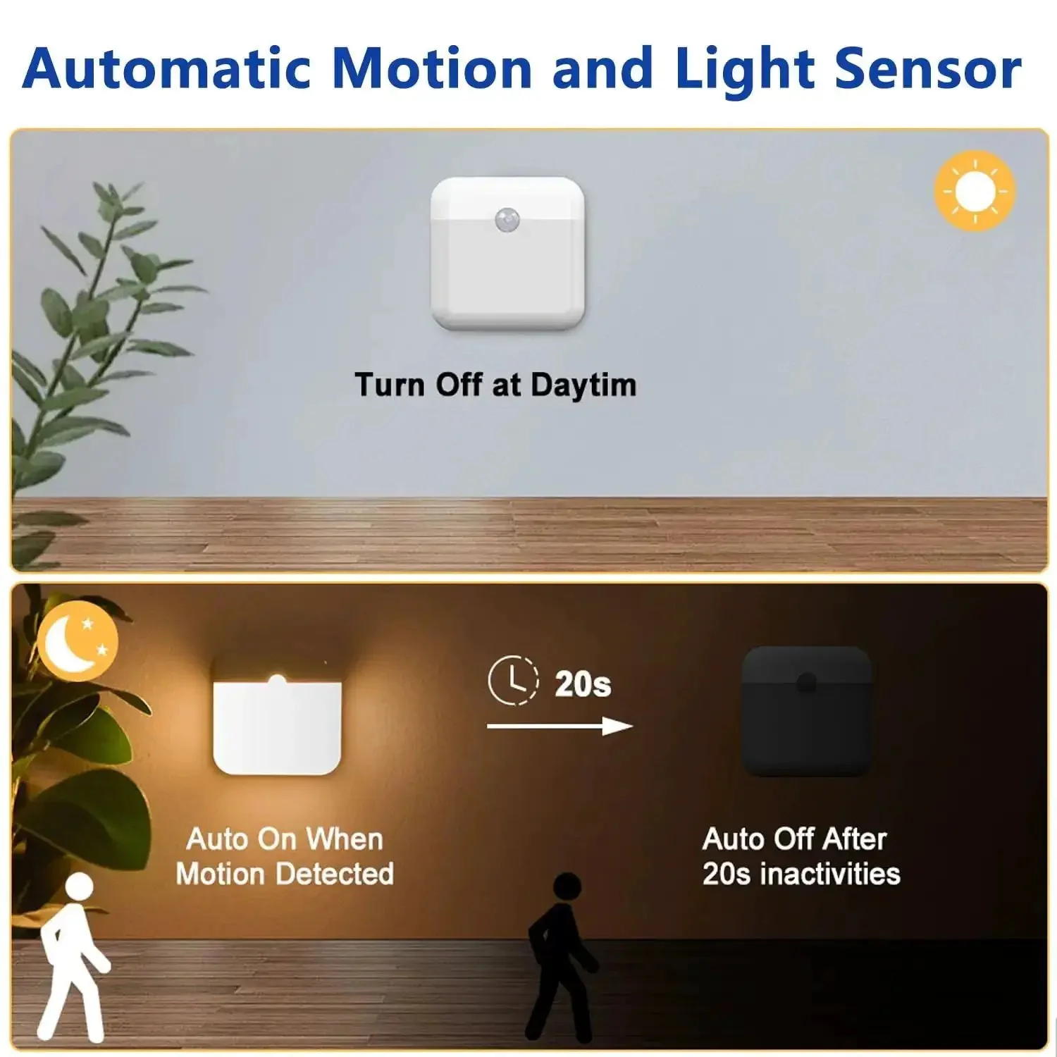 2 Pack Magnetic Motion Sensor Night Light USB Rechargeable LED For Cruise Cabins And Travel Fits Bathroom Hallway Cabin Toilet Bed Stair Cruise Ship Approved Portable Indoor Lighting Kit 2026 - Image 2