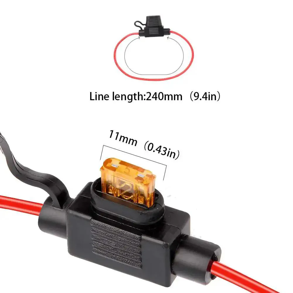 2 Pack Mini Blade Fuse Holders Waterproof Inline Pigtail Harness For Cars, 18 Gauge Wiring, Includes 5A ATM Fuses, Weatherproof, Easy Install, Durable Copper Conductor - Image 4