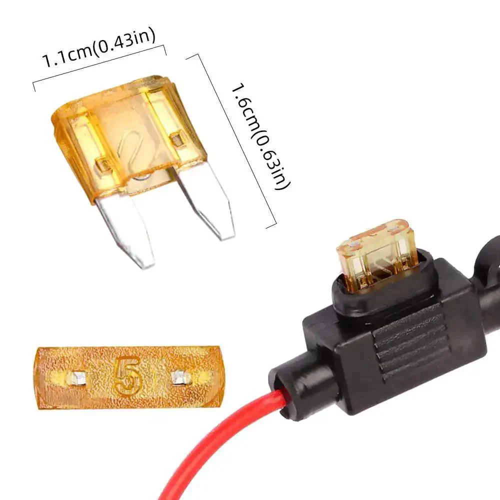 2 Pack Mini Blade Fuse Holders Waterproof Inline Pigtail Harness For Cars, 18 Gauge Wiring, Includes 5A ATM Fuses, Weatherproof, Easy Install, Durable Copper Conductor - Image 7