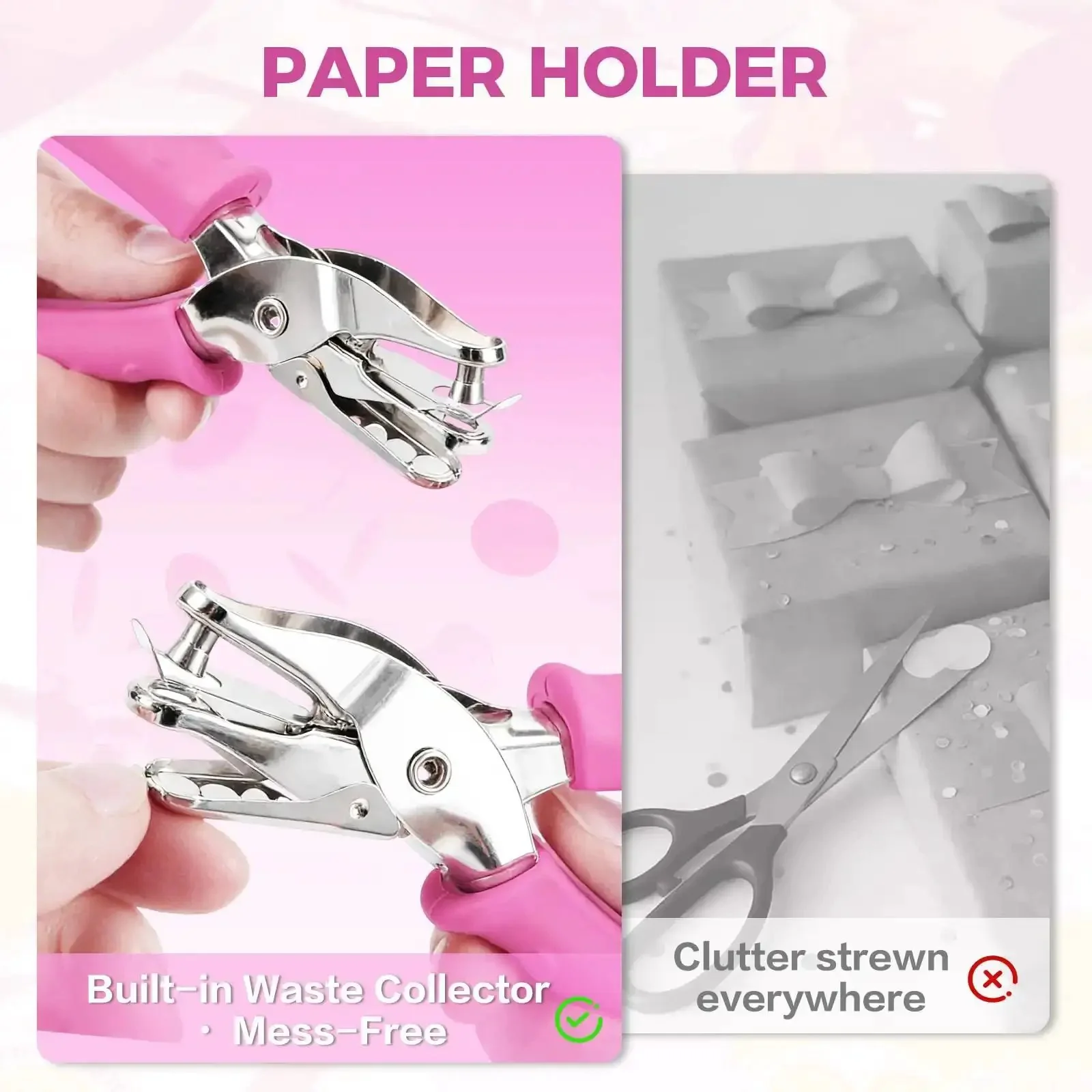 2 Pack Mini Circle Hole Punches One Quarter Inch And One Eighth Inch With Pink Soft Grip Handles Handheld Paper Punch For Crafts Scrapbooks Tags Tickets Adjustable Hole Position For Precise DIY Projects - Image 5