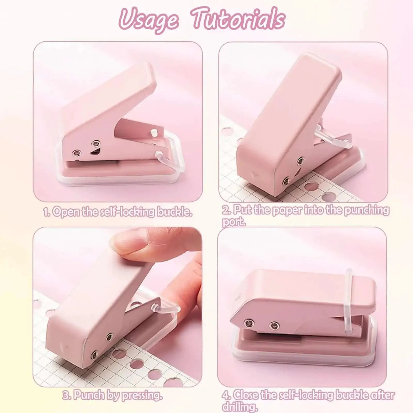 2 Pack Mini Hole Punch 6mm Circle Holes Ultra Compact 10 Sheet Capacity Pocket Sized Puncher For Paper Card Stock Index Cards Chipboard And Crafts Pink And Purple - Image 4