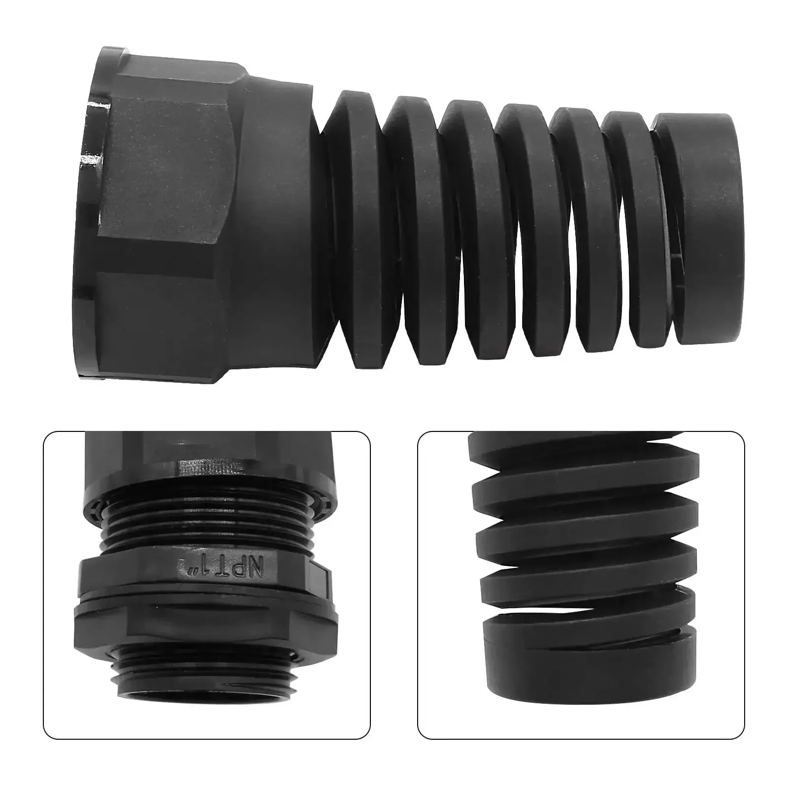 2 Pack NPT 1 Inch IP68 Waterproof Cable Gland With Nylon Joint And Adjustable Locknut Flex Spiral Strain Relief Gaskets Tough As Nails Weatherproof Seal For 18-25mm Cables - Image 4