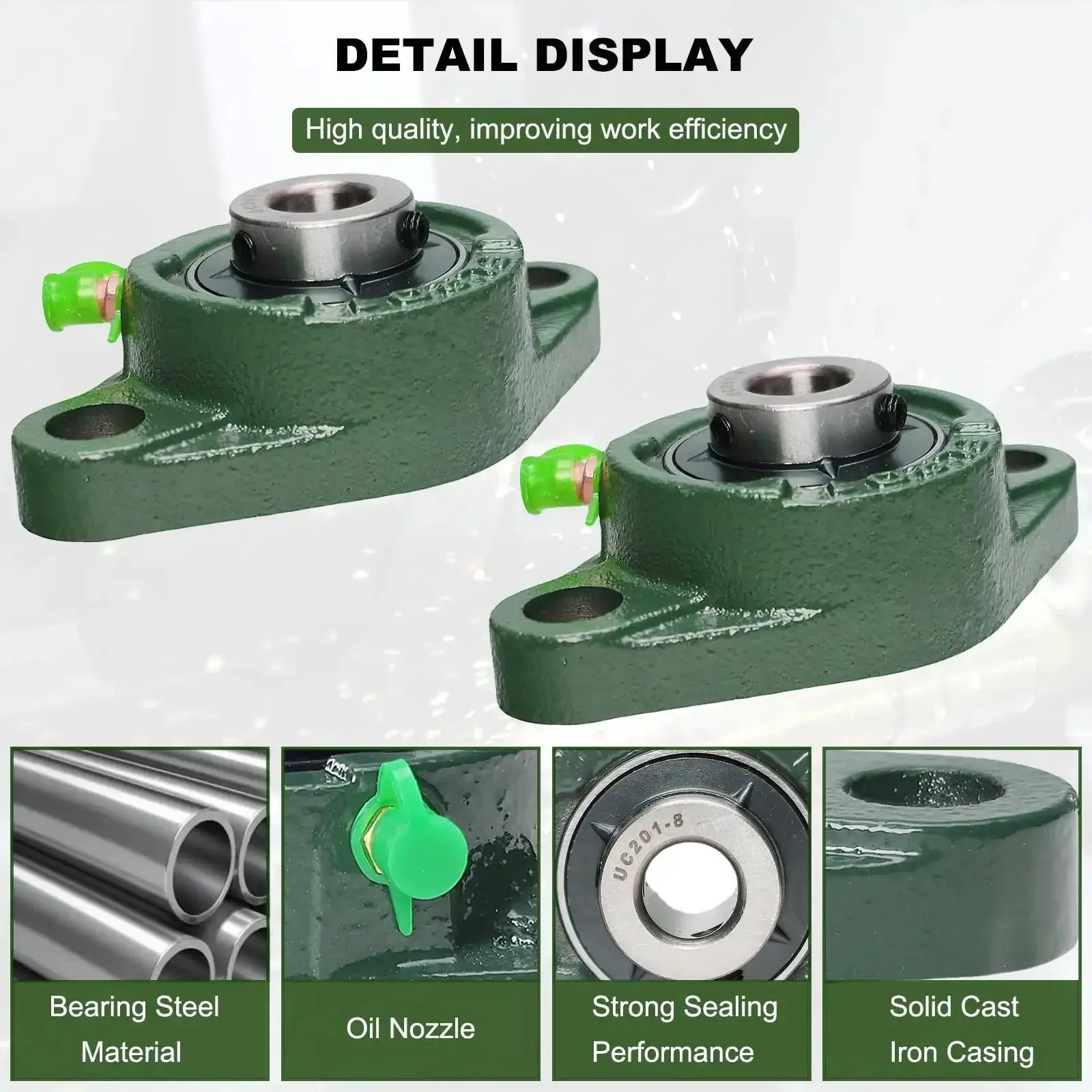 2 Pack Pillow Block Bearings With Flange Mount, Self Aligning, One Half Inch Bore, Steel Bearings, Low Friction And Low Noise, Smooth Operation And Reliable Load Handling, Reduces Maintenance Costs - Image 4