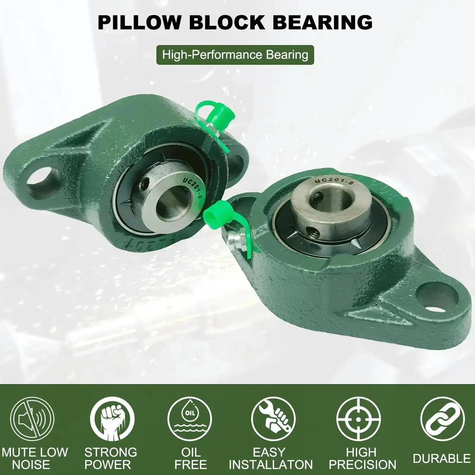 2 Pack Pillow Block Bearings With Flange Mount, Self Aligning, One Half Inch Bore, Steel Bearings, Low Friction And Low Noise, Smooth Operation And Reliable Load Handling, Reduces Maintenance Costs - Image 5