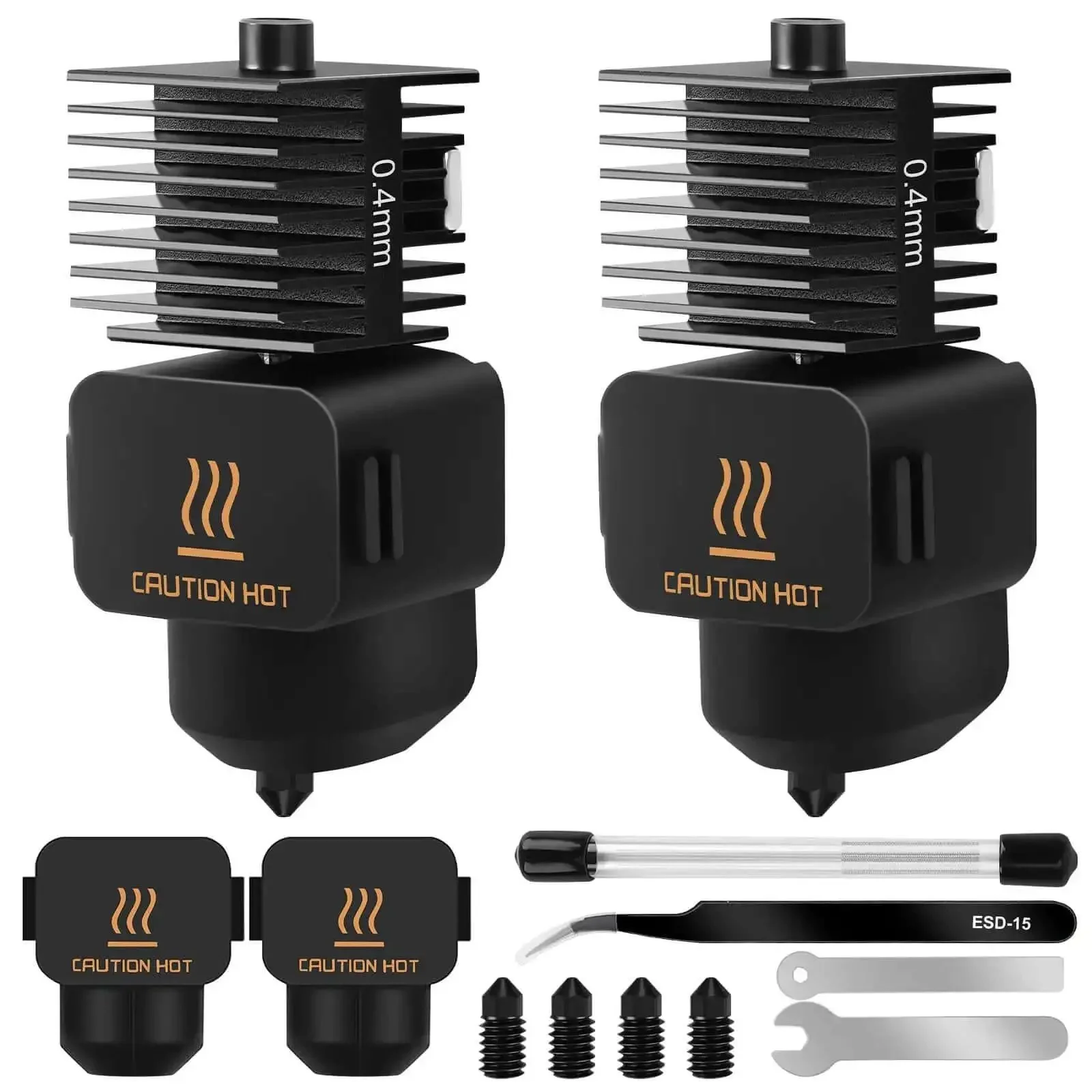 2 Pack Pro Grade Hotend Kit For A1 And A1 Mini 3D Printer Head Upgrade With Hardened Steel 0.4mm Nozzle Includes 4 Silicone Sock Covers And Cleaning Kit For 3D Printer Accessories
