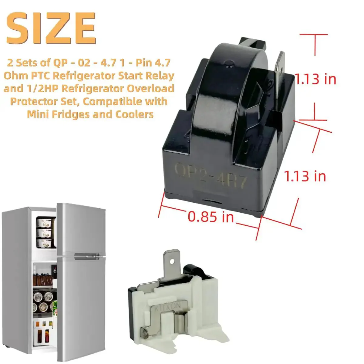 2-Pack PTC Refrigerator Starter Relay Kit With Overload Protectors 6750C-0005P, Replacement 4-Piece Set For Most Mini Fridges, Compact Coolers And Freezers - Image 6