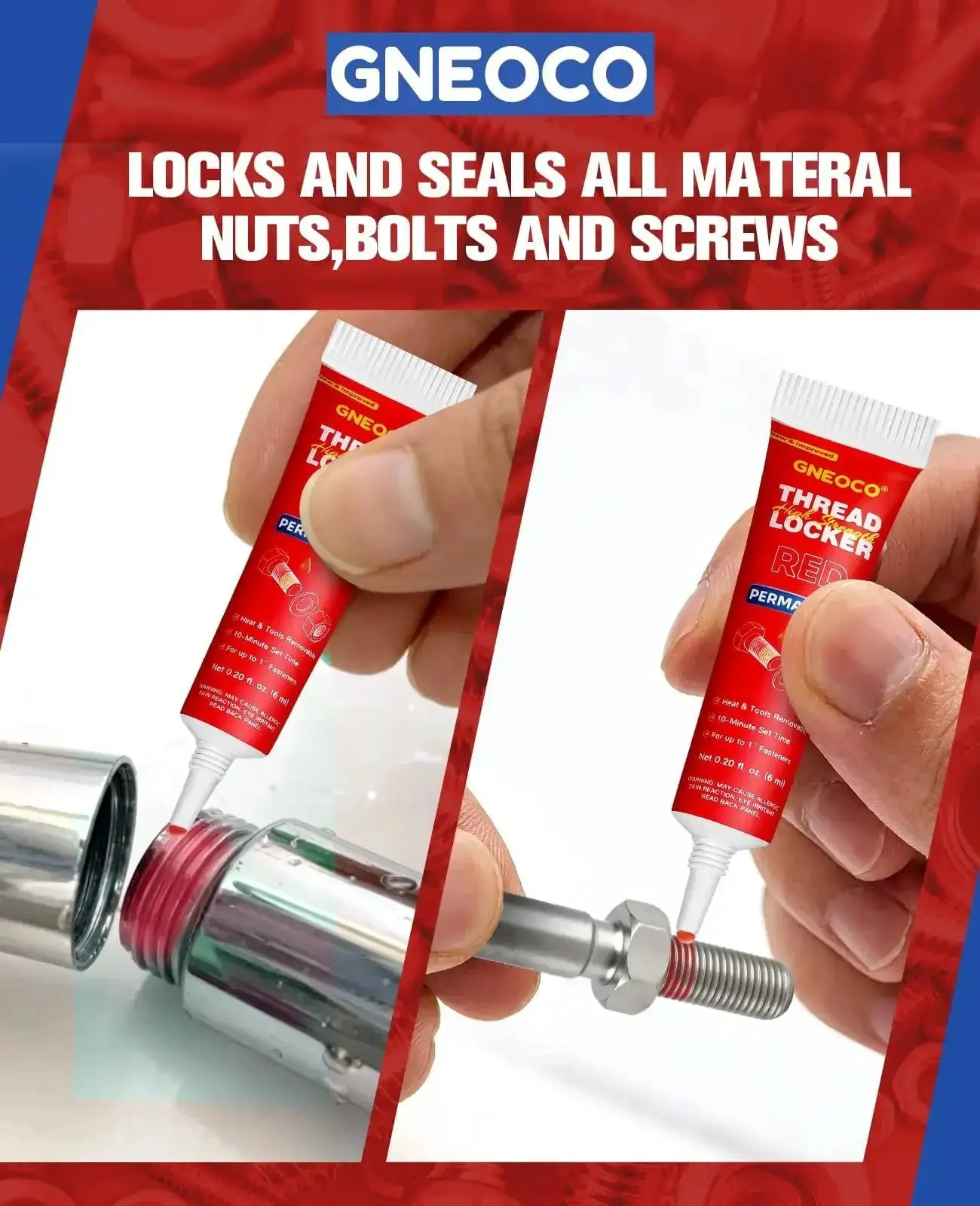 2 Pack Red Thread Locker High Strength 6ml Each For Nuts Bolts And Metal Fasteners Anaerobic Cure That Locks Tight To Stop Vibration Loosening Permanent Bond Ideal For Automotive Machinery And Home DIY Projects - Image 5