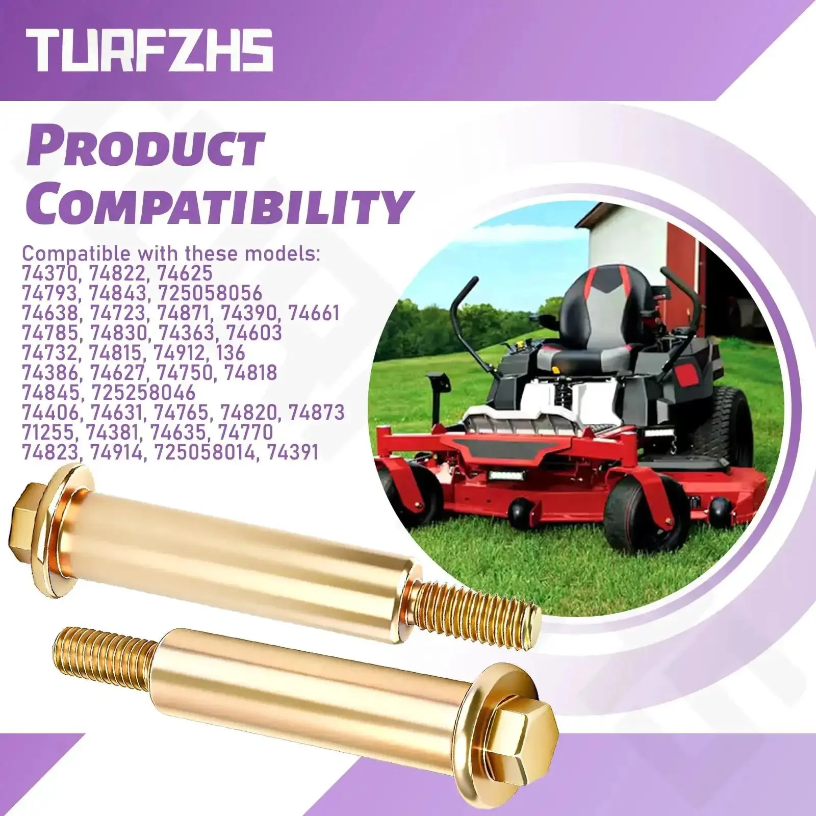 2 Pack Shoulder Bolt 112-3977 Replacement For Exmark Quest Pioneer E Series TimeCutter Titan And Hayter Wheel Horse RZT420H XLS420T Zero Turn Lawn Models 74840 74841 74842 74843 - Image 3