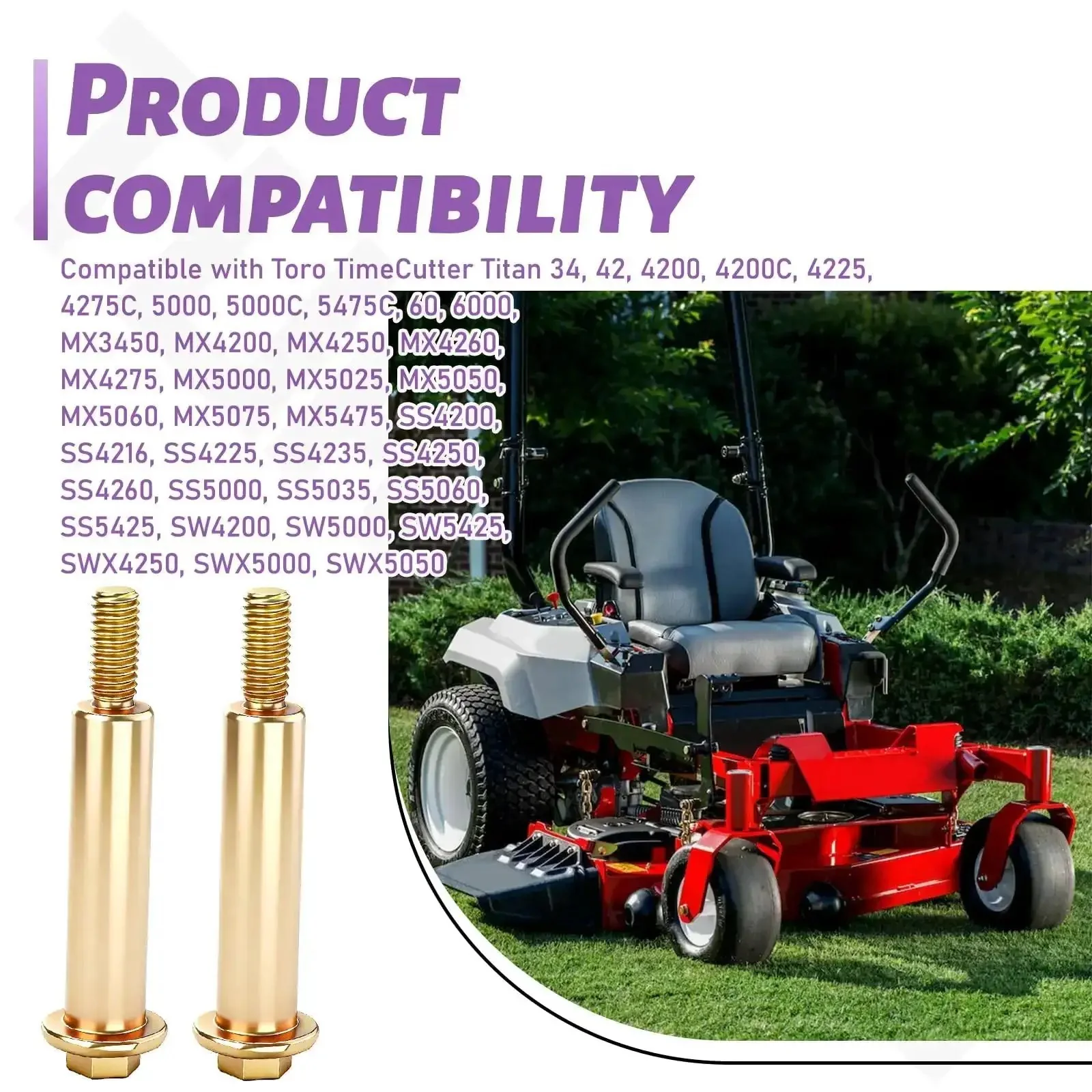 2 Pack Shoulder Bolt 112-3977 Replacement For Exmark Quest Pioneer E Series TimeCutter Titan And Hayter Wheel Horse RZT420H XLS420T Zero Turn Lawn Models 74840 74841 74842 74843 - Image 4