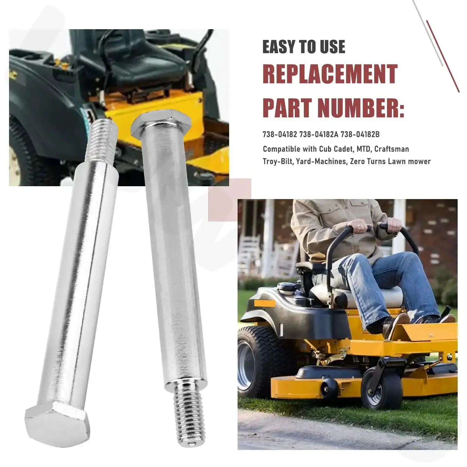 2-Pack Shoulder Bolt Replacement For Cub Cadet MTD ZT And RZT Series Zero Turn Mowers 738-04182B 738-04182A 738-04182 Replaces 738-04182 Fits ZT-42 ZT-50 ZT-54 RZT-42 RZT-50 L34 L42 FMZ-50 Pro X 636 - Image 5