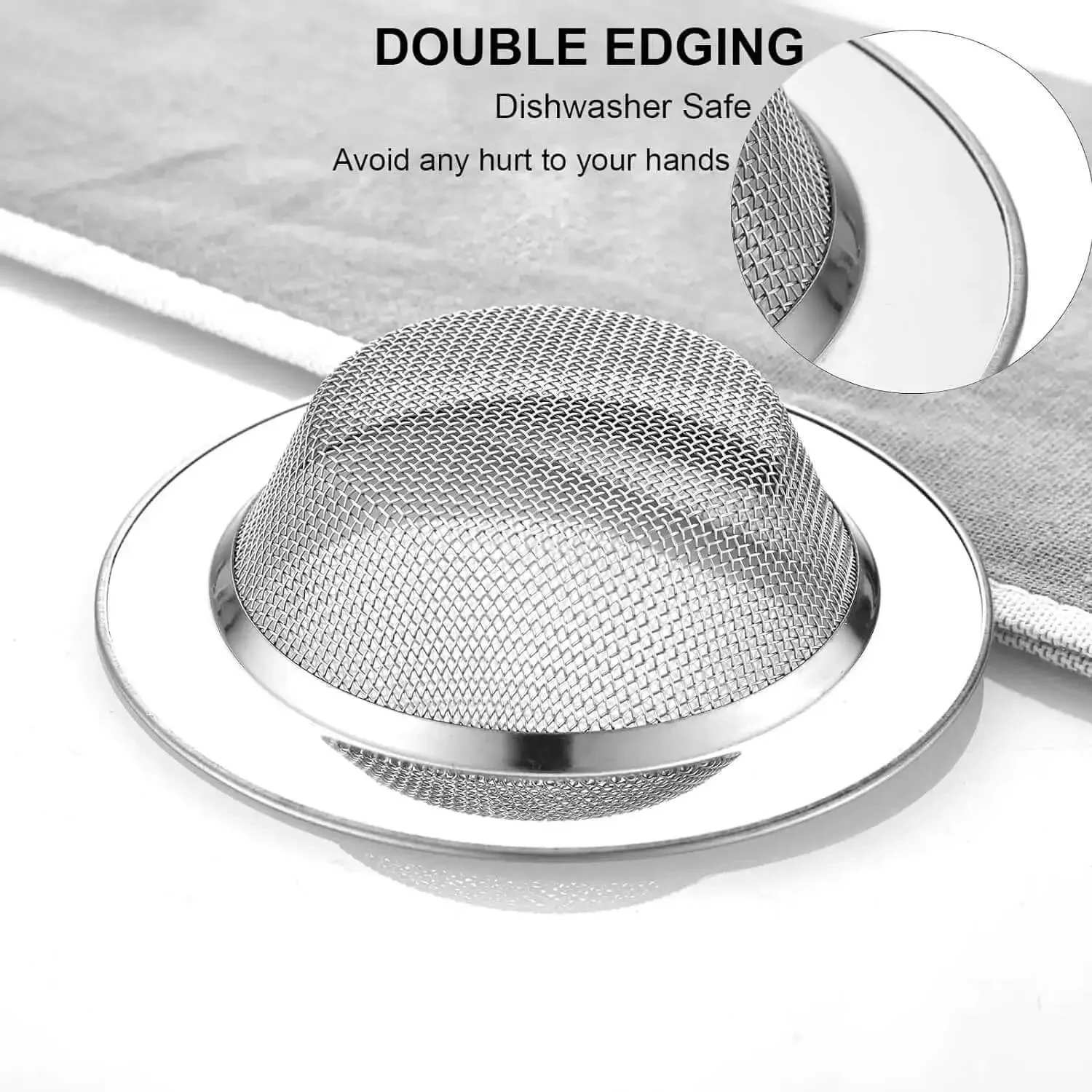 2 Pack Stainless Steel Kitchen Sink Strainers With 4.5 Inch Wide Rim, Heavy Duty No Fuss Rustproof Drain Filters, Thick Two Ply Edges For Durability, Smooth Safe Lip, Dishwasher Safe, Ideal For Home Kitchen Sinks - Image 6