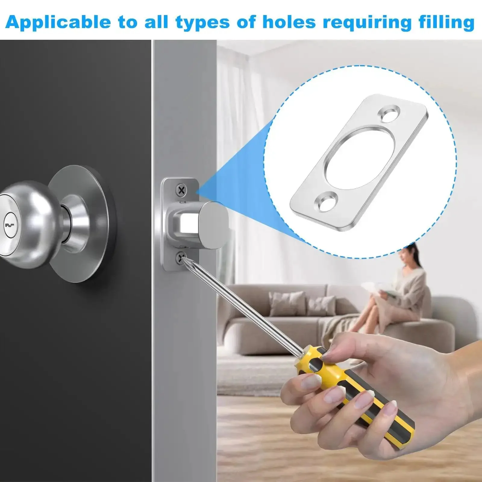 2 Pack Stainless Steel Strike Plate Backplate For Doors Two And One Quarter Inch Round Corner Deadbolt Lock Latch Plate Heavy Duty Door Security Plates Waterproof And Rustproof Fits Many Lock Levels - Image 4