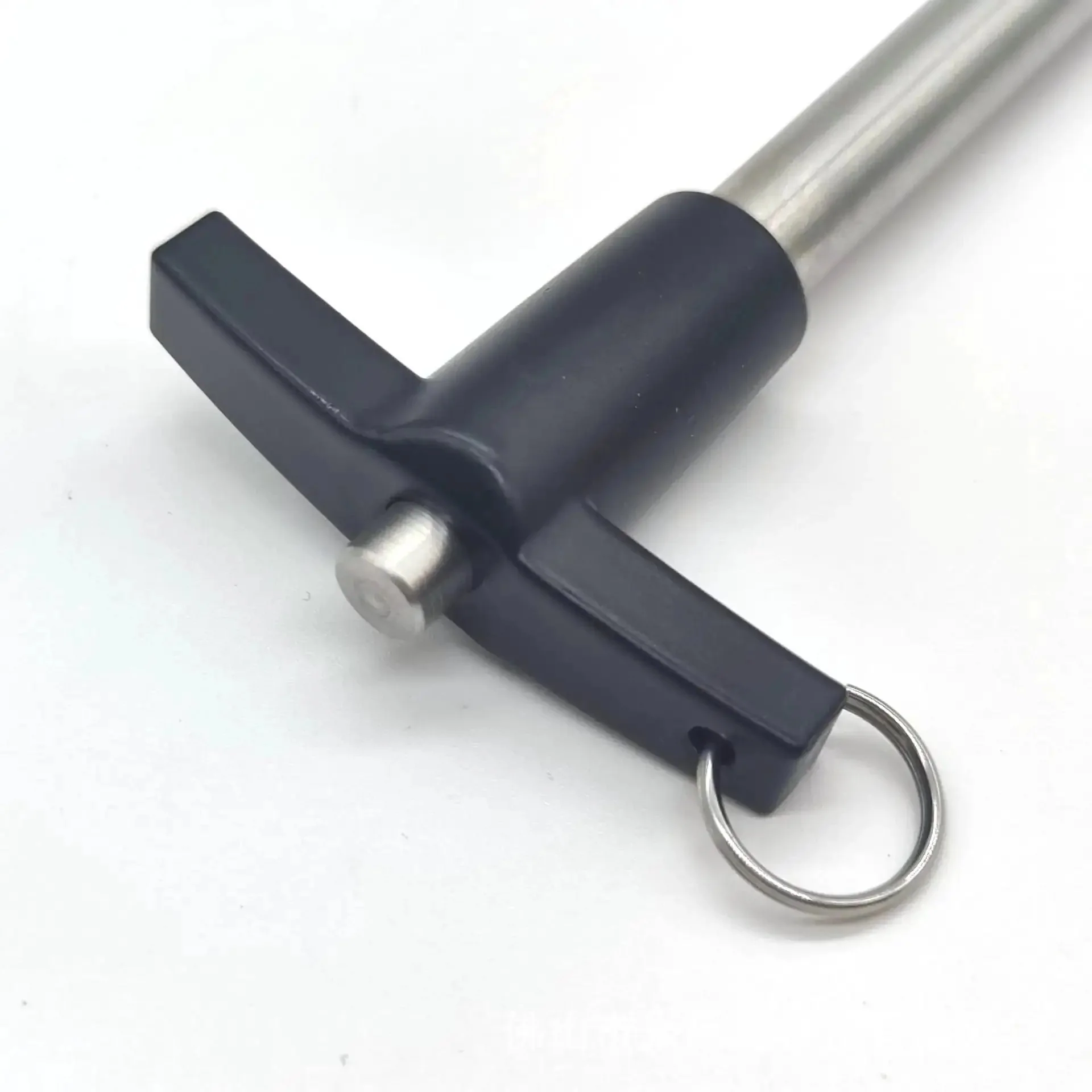 2 Pack T Handle Ball Locking Pins With Rope Quarter Inch Diameter 2 Inch Length 304 Stainless Steel Pin With Aluminum Grip Push Button Quick Release Pin For Stage Audio Aviation Marine Gym Mechanical Engineering - Image 4