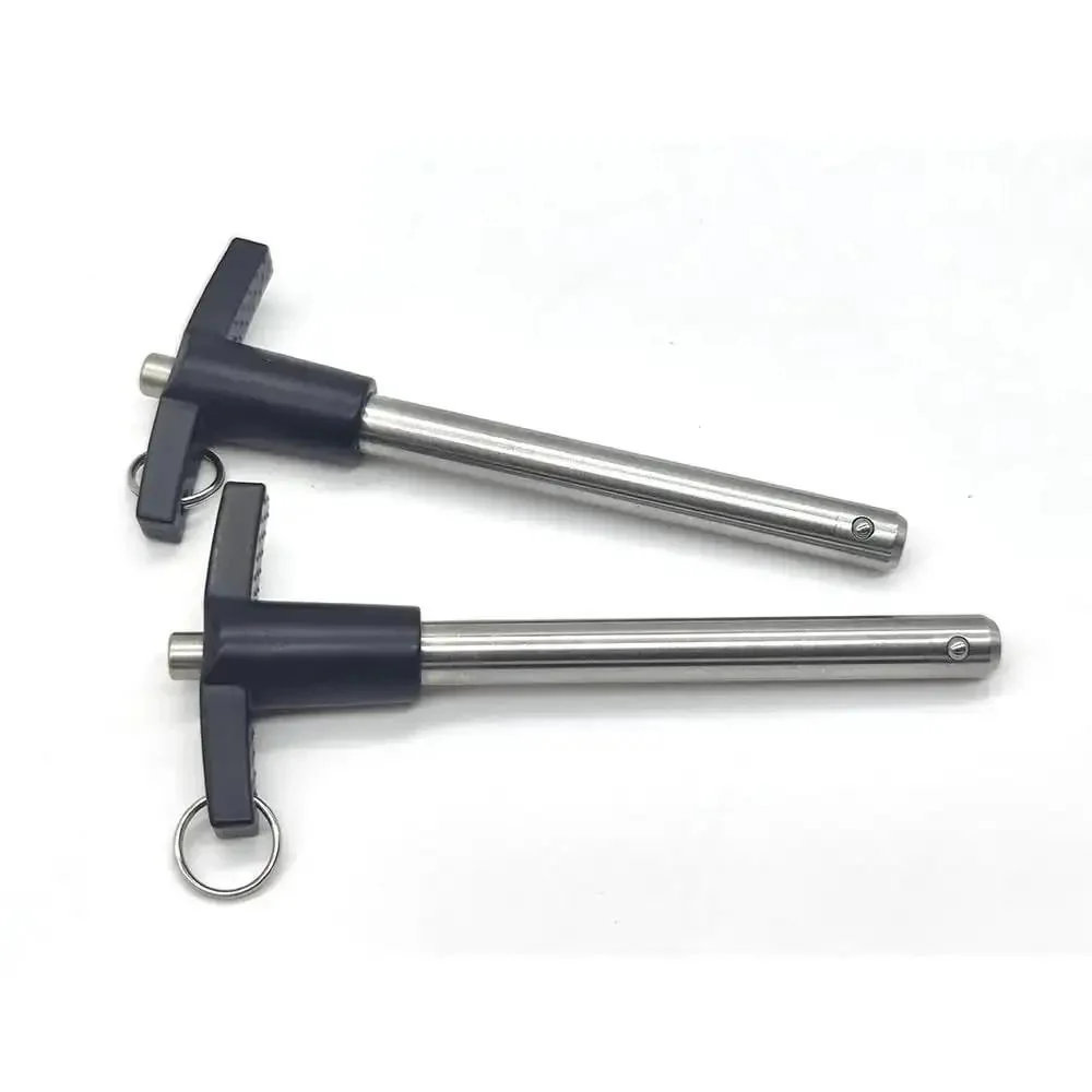 2 Pack T Handle Ball Locking Pins With Rope Quarter Inch Diameter 2 Inch Length 304 Stainless Steel Pin With Aluminum Grip Push Button Quick Release Pin For Stage Audio Aviation Marine Gym Mechanical Engineering - Image 6