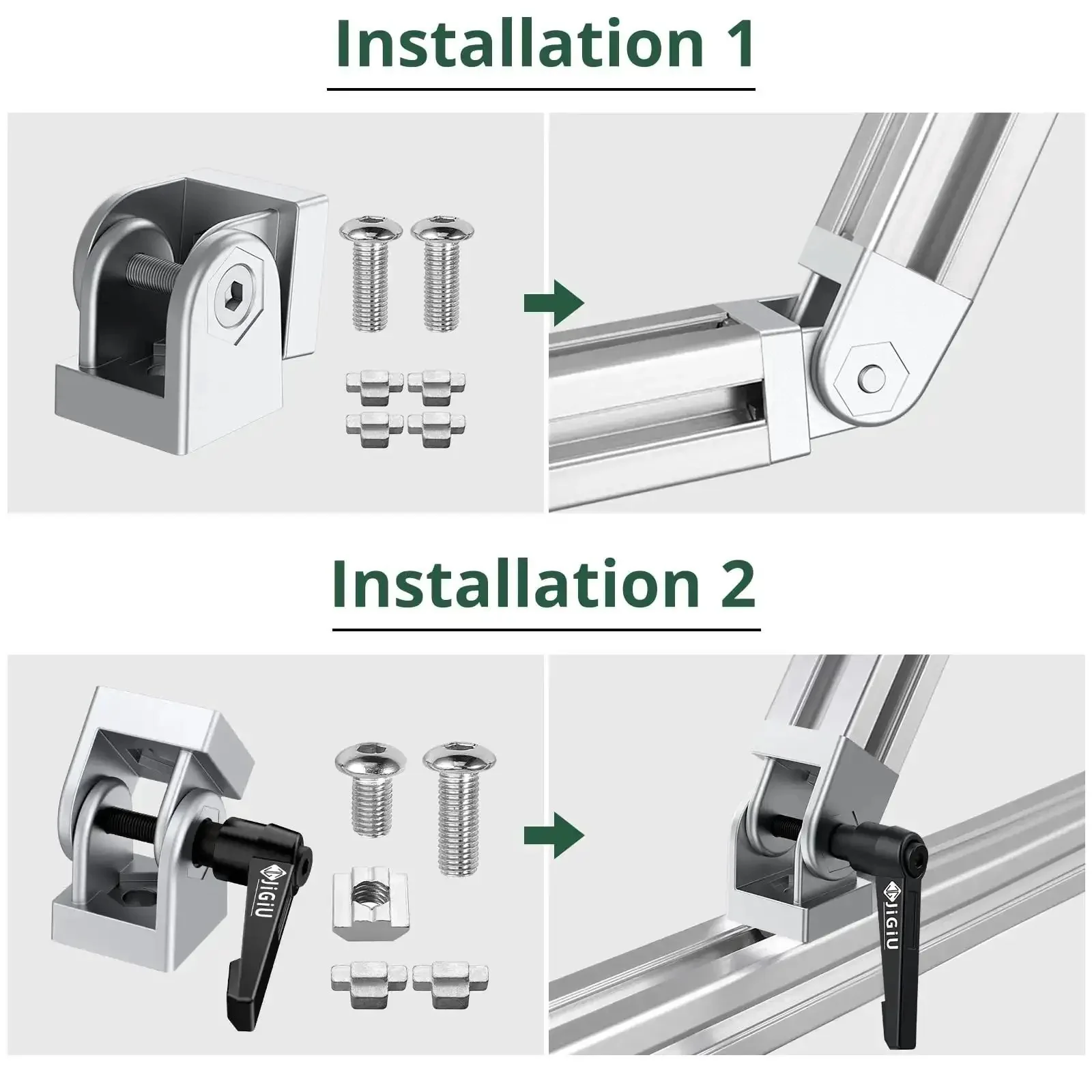 2 Pcs Die Cast Zinc Alloy Pivot Joint Connectors For 3030 Aluminum Extrusion Profiles 180 Degree Adjustable Corner Brackets With Lever And Mounting Accessories - Image 5