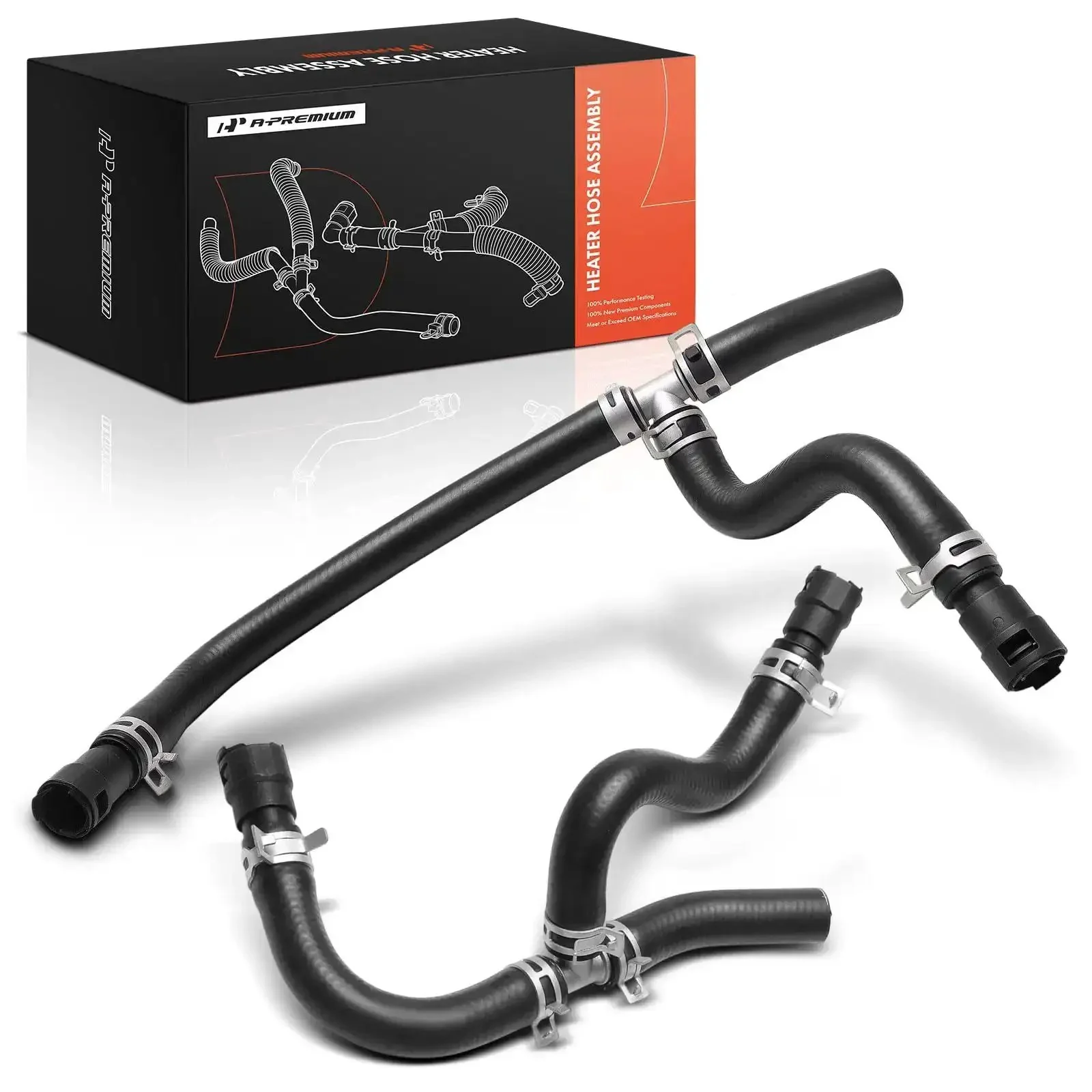 2-Piece Inlet And Outlet HVAC Heater Hose Line Assembly With Clamps For Chevrolet Traverse 2009-2017, GMC Acadia 2007-2017, And Buick Enclave 2008-2017, No-Brainer Install Replacement Hose Kit
