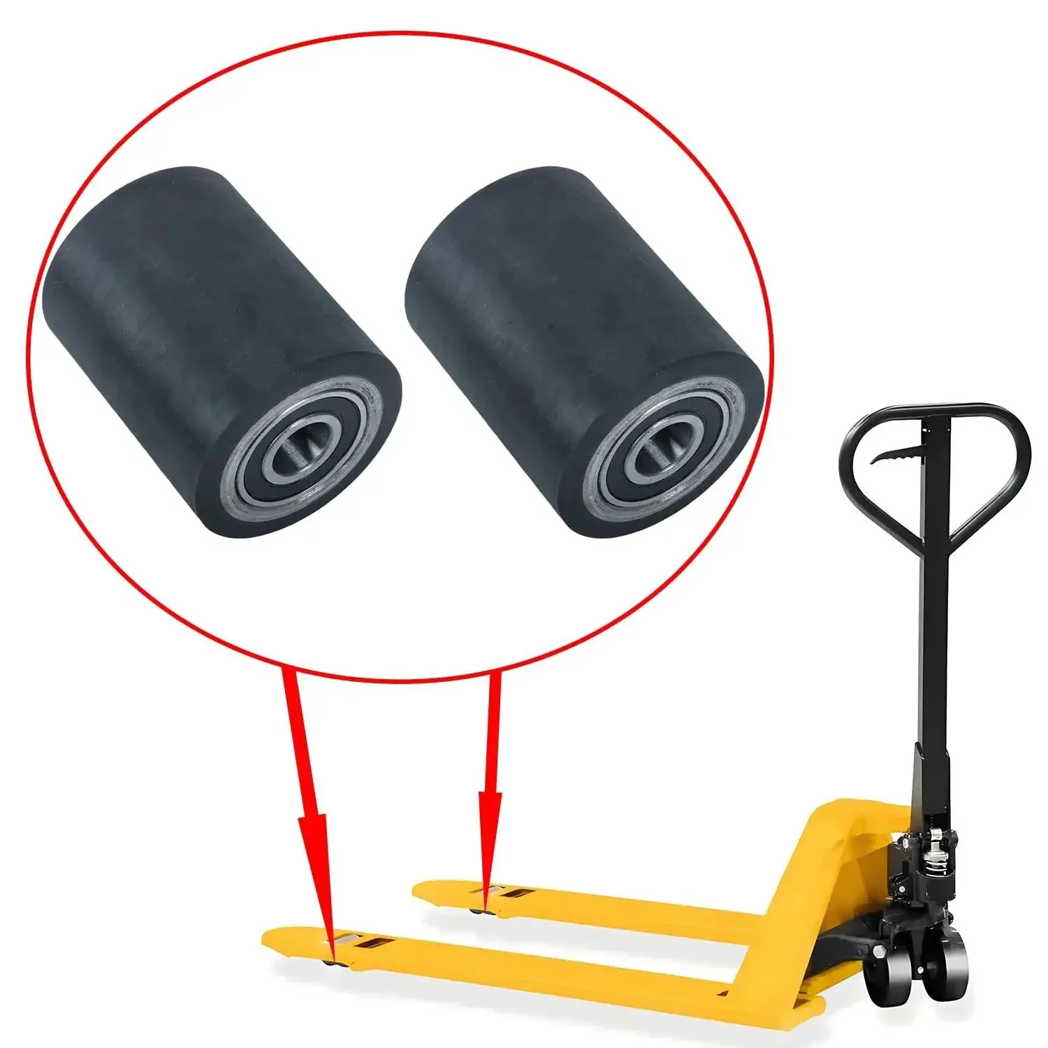 2 Piece Load Wheel Kit For Manual Pallet Jack Replacement Compatible With Big Joe Lift Rite Model L55 MRK LRL 55 Solid Replacement Non Original Part Easy Direct Fit Installation Durable Wheel Set That Delivers Smooth Safe Lifting - Image 4