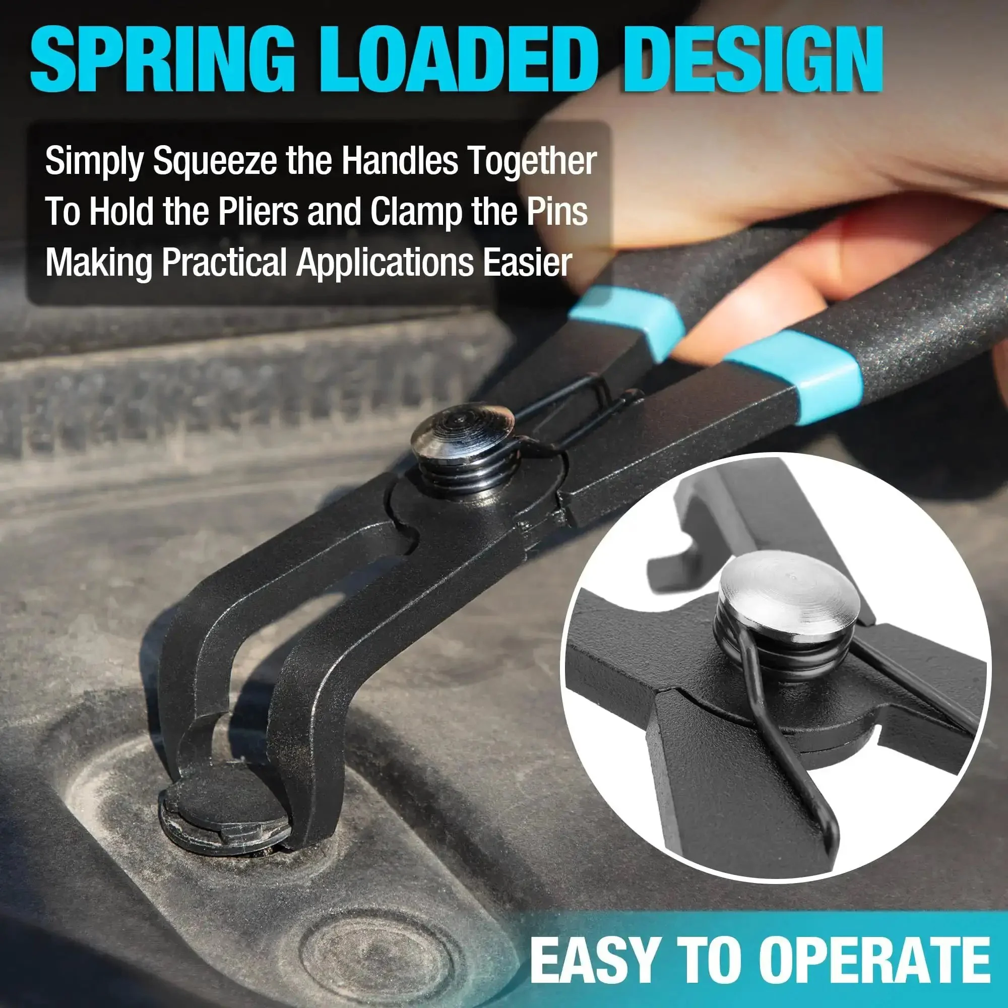 2 Piece Push Pin Pliers Set With Spring Loaded Jaws And 30 Degree And 80 Degree Offset Angles For Easy Trim Fastener Removal Auto Clip Rivet And Plastic Fastener Tool Kit - Image 6