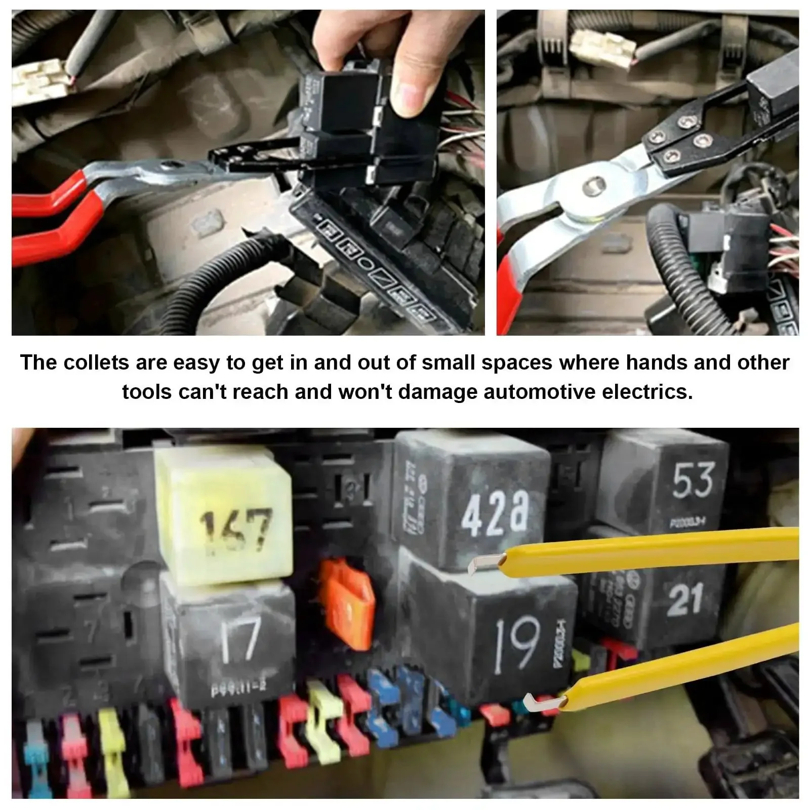 2-Piece Relay And Fuse Removal Tool Set With Relay Puller Pliers And Fuse Puller For Car Electrical Disconnects, Battery Terminal Wiper Pliers, Durable Stainless Steel, DIY Friendly And Built To Last - Image 3