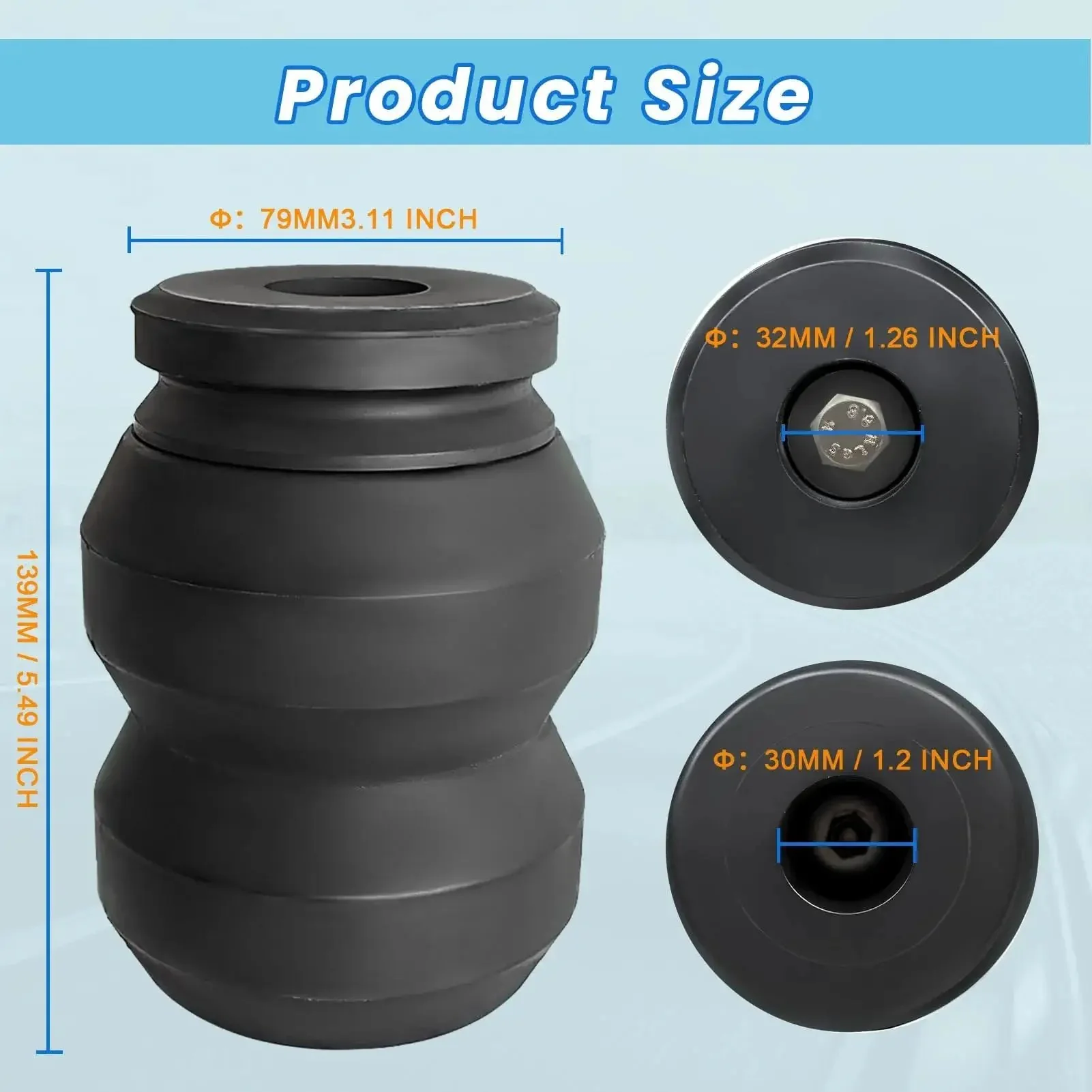 2 Piece Rubber Bushing Suspension Kit For 2011 2022 Chevy Silverado 2500HD 3500HD And GMC Sierra 2500HD 3500HD Replacement OEM GMRCK25D Rear Rubber Helper Springs With Heavy Duty Rubber And Iron Build - Image 5