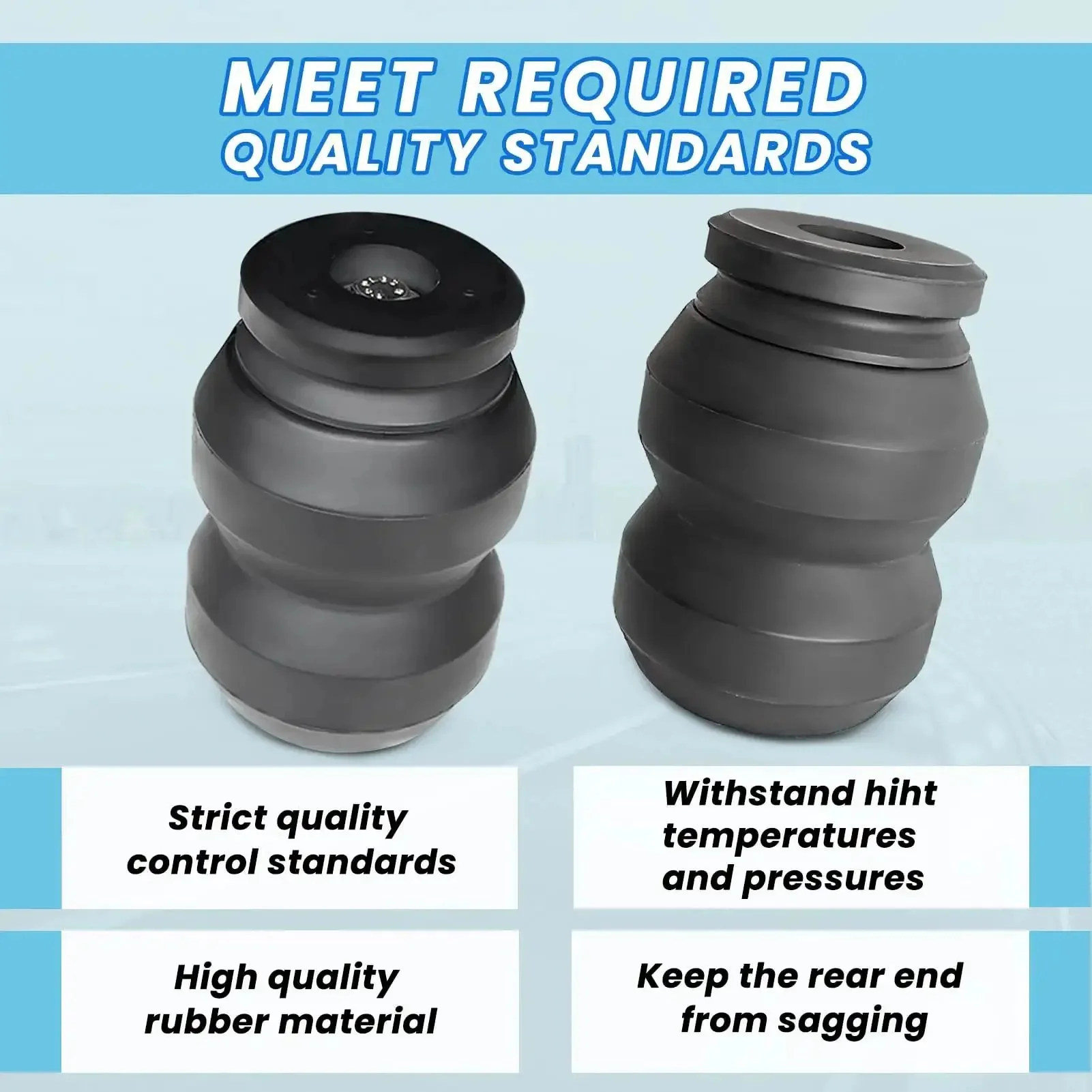2 Piece Rubber Bushing Suspension Kit For 2011 2022 Chevy Silverado 2500HD 3500HD And GMC Sierra 2500HD 3500HD Replacement OEM GMRCK25D Rear Rubber Helper Springs With Heavy Duty Rubber And Iron Build - Image 7
