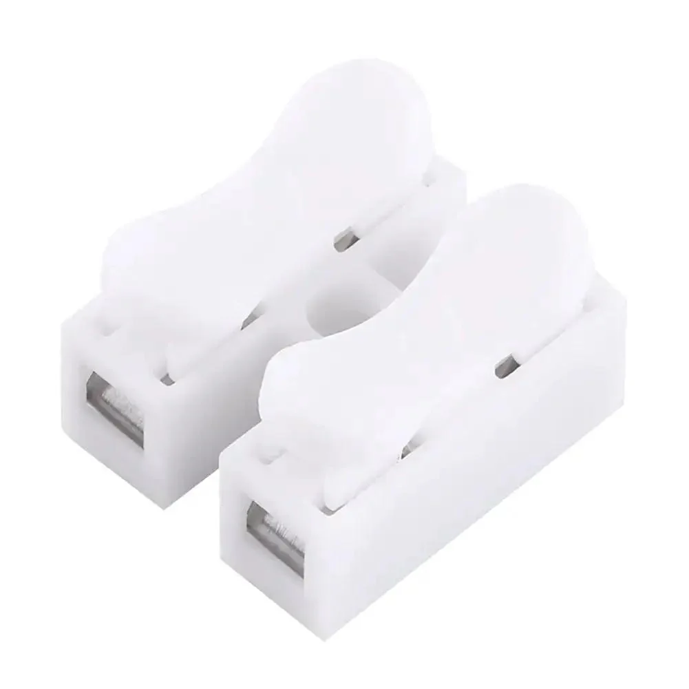 2 Pin Push Wire Connector Kit 100 Pcs 5A White LED Wiring Terminal Clamp Terminal Quick Cable Connector For Electronics Projects No Fuss Easy Plug In Durable Flame Retardant Plastic Shell