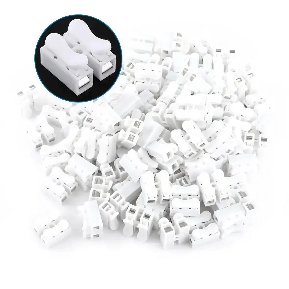 2 Pin Push Wire Connector Kit 100 Pcs 5A White LED Wiring Terminal Clamp Terminal Quick Cable Connector For Electronics Projects No Fuss Easy Plug In Durable Flame Retardant Plastic Shell - Image 2
