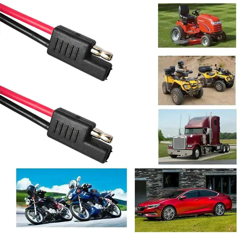 2 Pin Quick Disconnect SAE Wire Harness Connector With 12 Inch 12 Gauge Cable For 12V Systems, Heavy Duty Polarized Molded Plug And Play, Color Coded Red And Black Leads, 5 Pack - Image 2