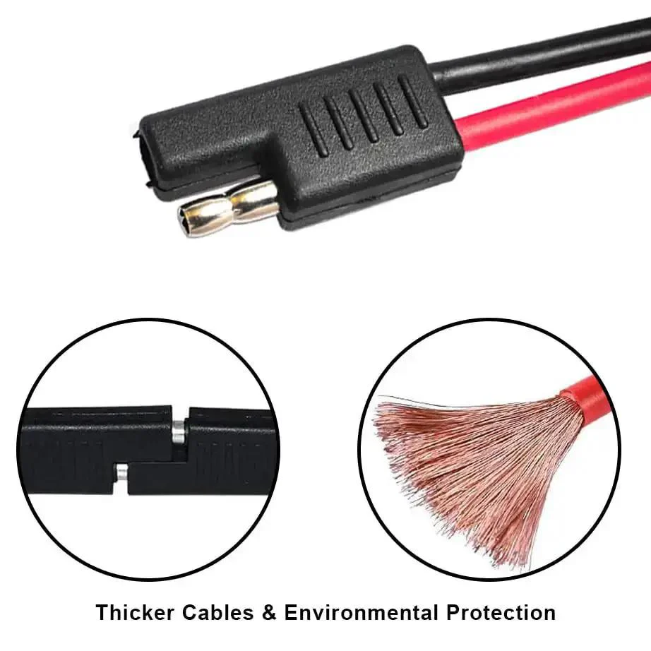 2 Pin Quick Disconnect SAE Wire Harness Connector With 12 Inch 12 Gauge Cable For 12V Systems, Heavy Duty Polarized Molded Plug And Play, Color Coded Red And Black Leads, 5 Pack - Image 3