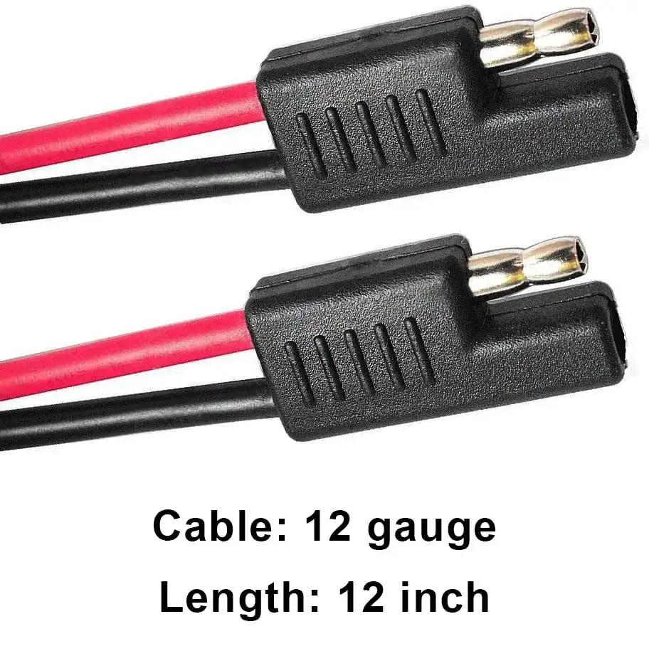 2 Pin Quick Disconnect SAE Wire Harness Connector With 12 Inch 12 Gauge Cable For 12V Systems, Heavy Duty Polarized Molded Plug And Play, Color Coded Red And Black Leads, 5 Pack - Image 5