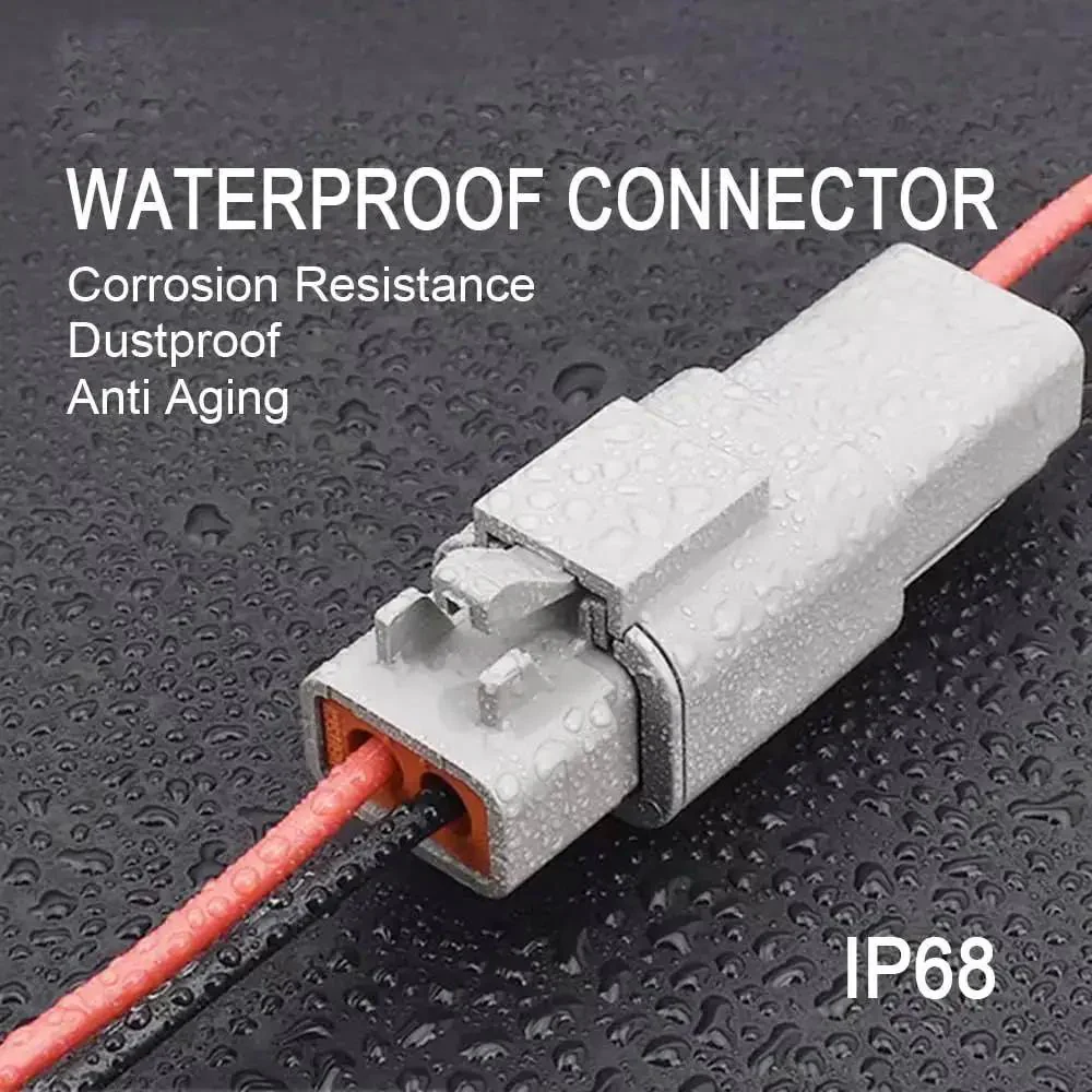 2 Pin Waterproof Automotive Connector With 12 AWG Cable Wire 2 Way DT Electrical Plug Wiring Harness For Cars Trucks Boats And LED Work Lights Sealed Male And Female Set Durable Corrosion Resistant 2 Pairs - Image 4