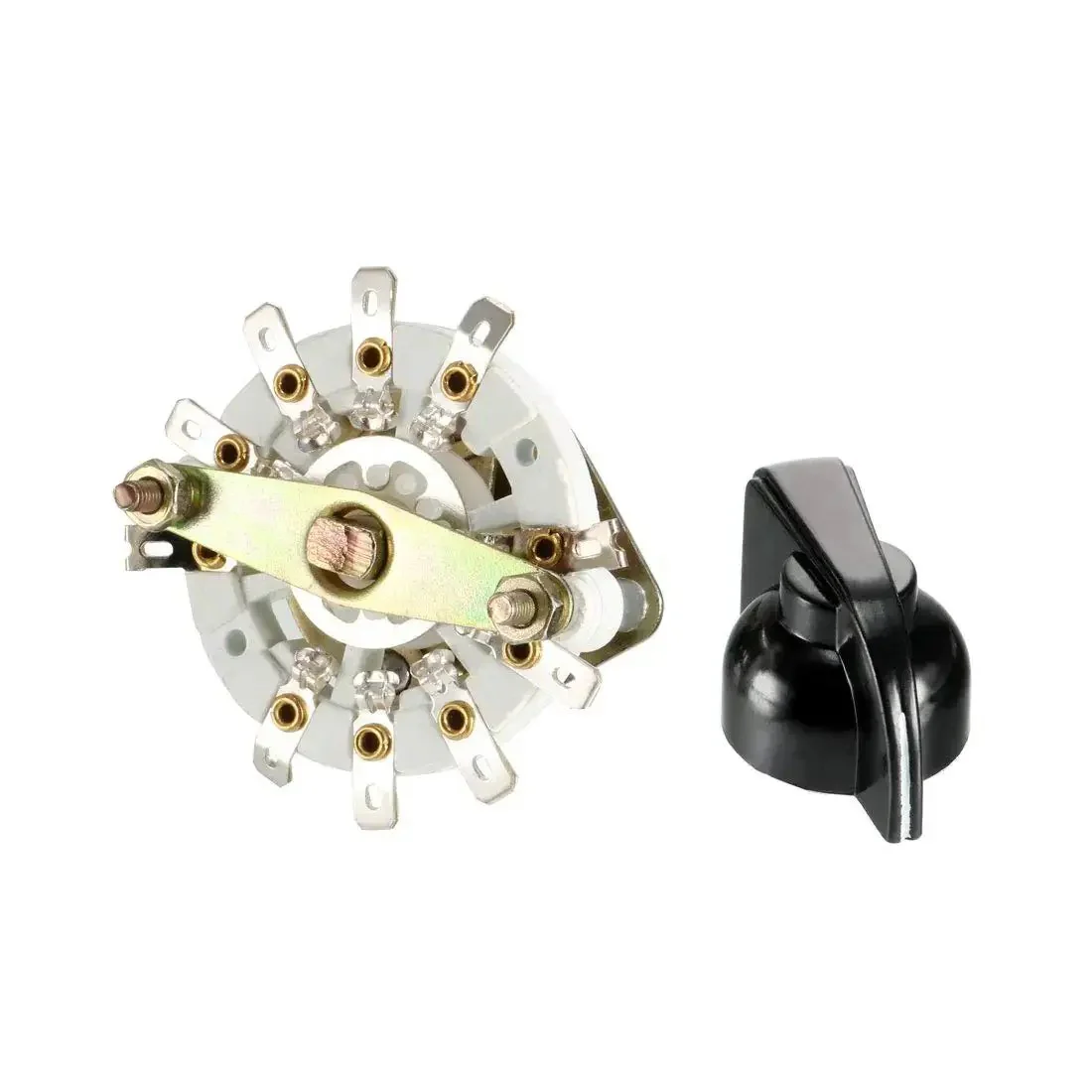 2 Pole 4 Position Rotary Switch With Knob For Band Channel Selection, 1 Deck, 10 Pins, 6mm Shaft, 9.7mm Mount Hole, Black Knob Included, Durable Metal Body, Easy Mounting For DIY Electronics And Audio Projects - Image 2