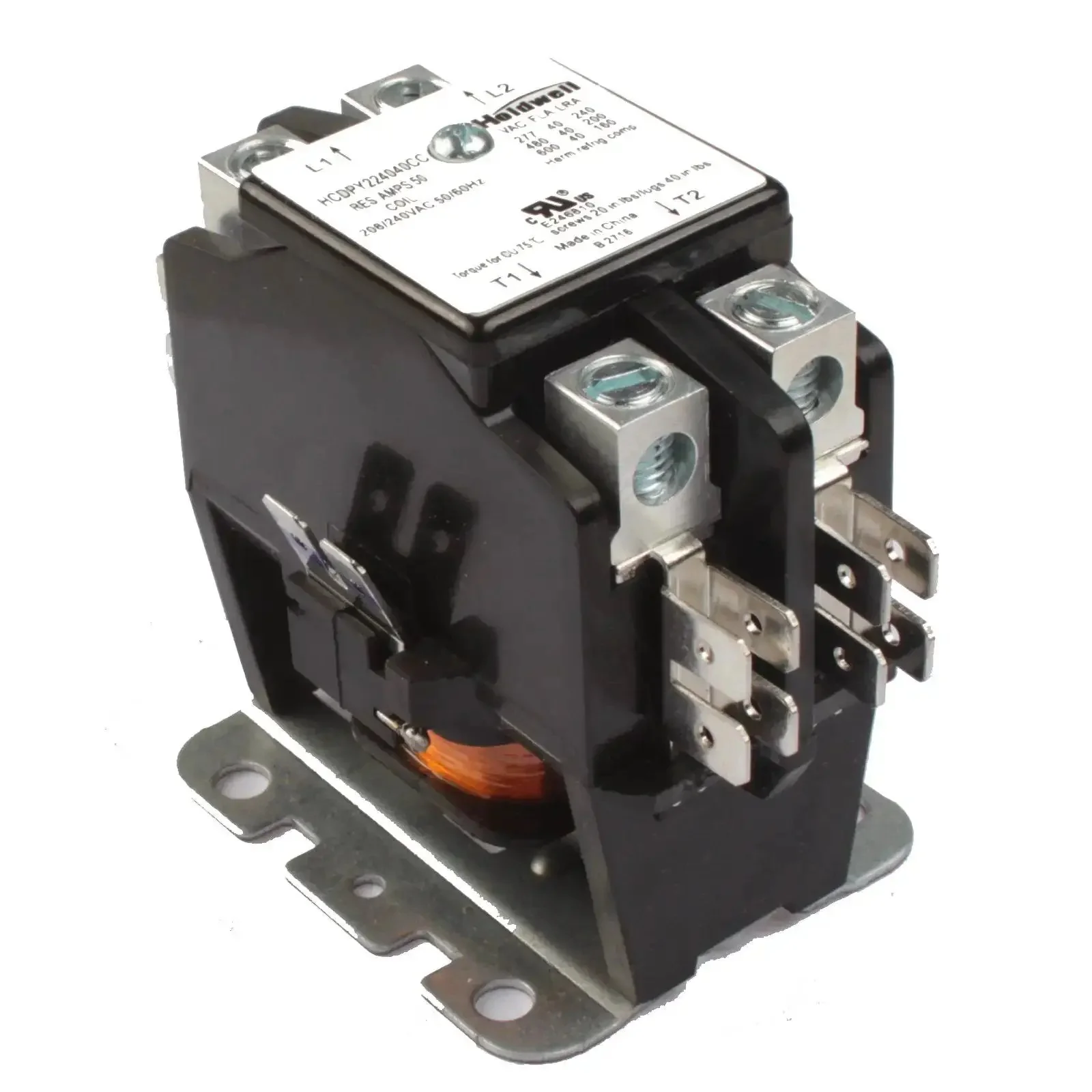 2 Pole 40 Amp 240V Definite Purpose AC Contactor With Coil, 200K Cycle Rating, UL CSA CE Approved, Replaces Siemens 45 Series DP Contactor, Class B Insulation, ARI UL508 Compliant