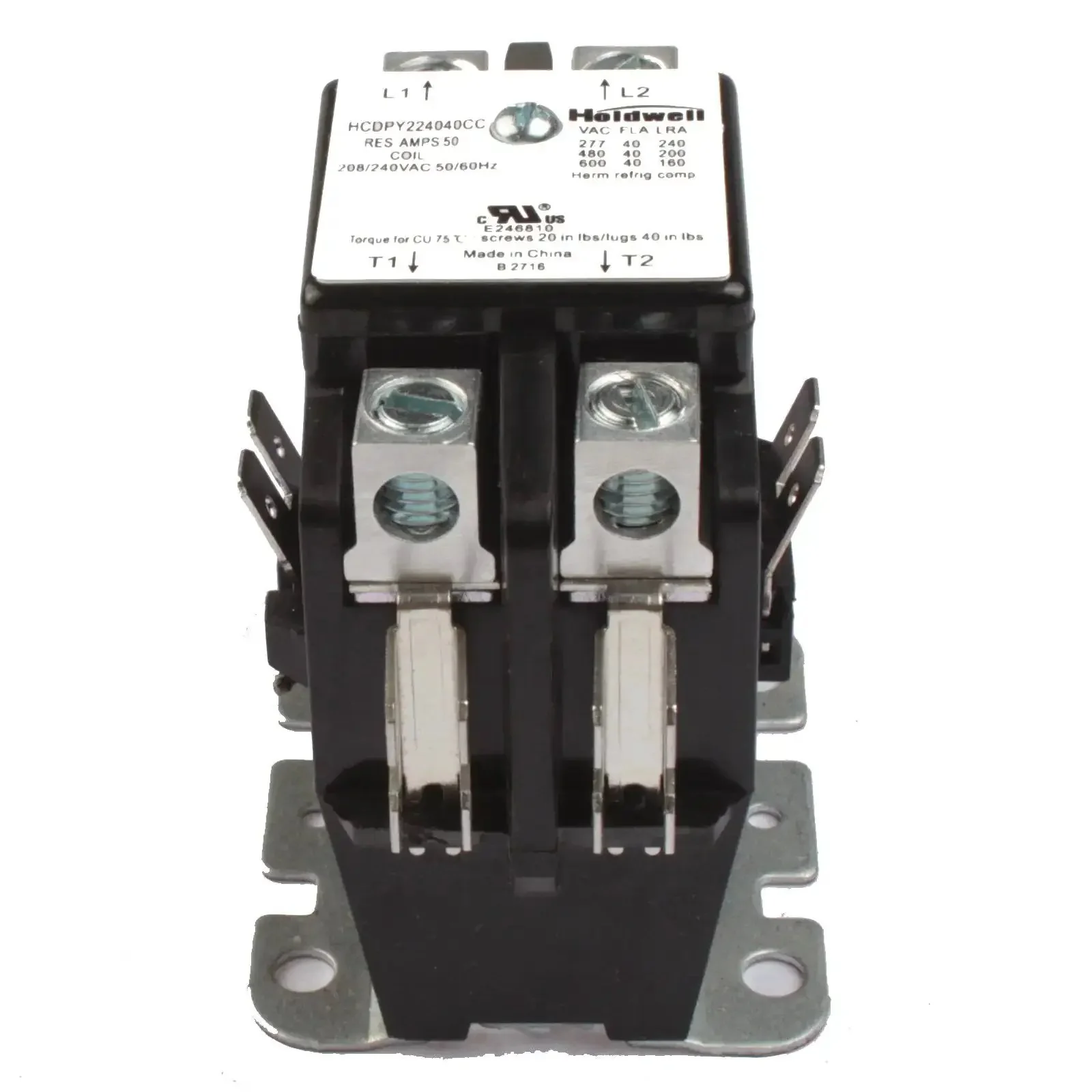 2 Pole 40 Amp 240V Definite Purpose AC Contactor With Coil, 200K Cycle Rating, UL CSA CE Approved, Replaces Siemens 45 Series DP Contactor, Class B Insulation, ARI UL508 Compliant - Image 5