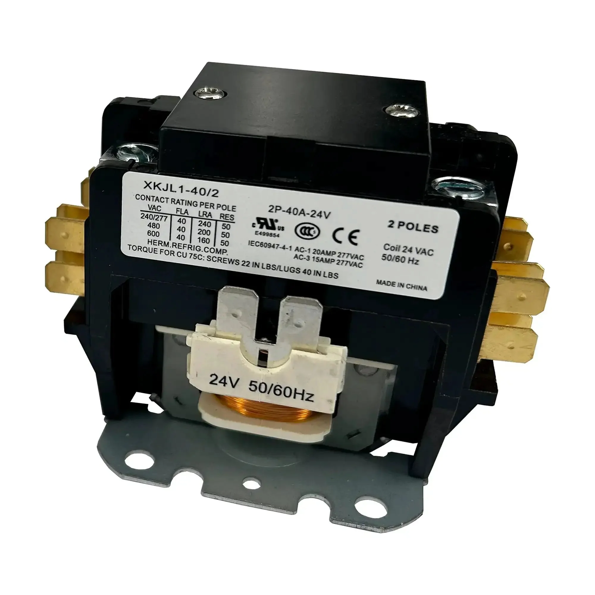 2 Pole 40 Amp 24V HVAC Contactor For AC Heat Pumps And Refrigeration Definite Purpose Relay Replacement With 24V Coil Plug In Durable DIY Friendly Heavy Duty AC System Part