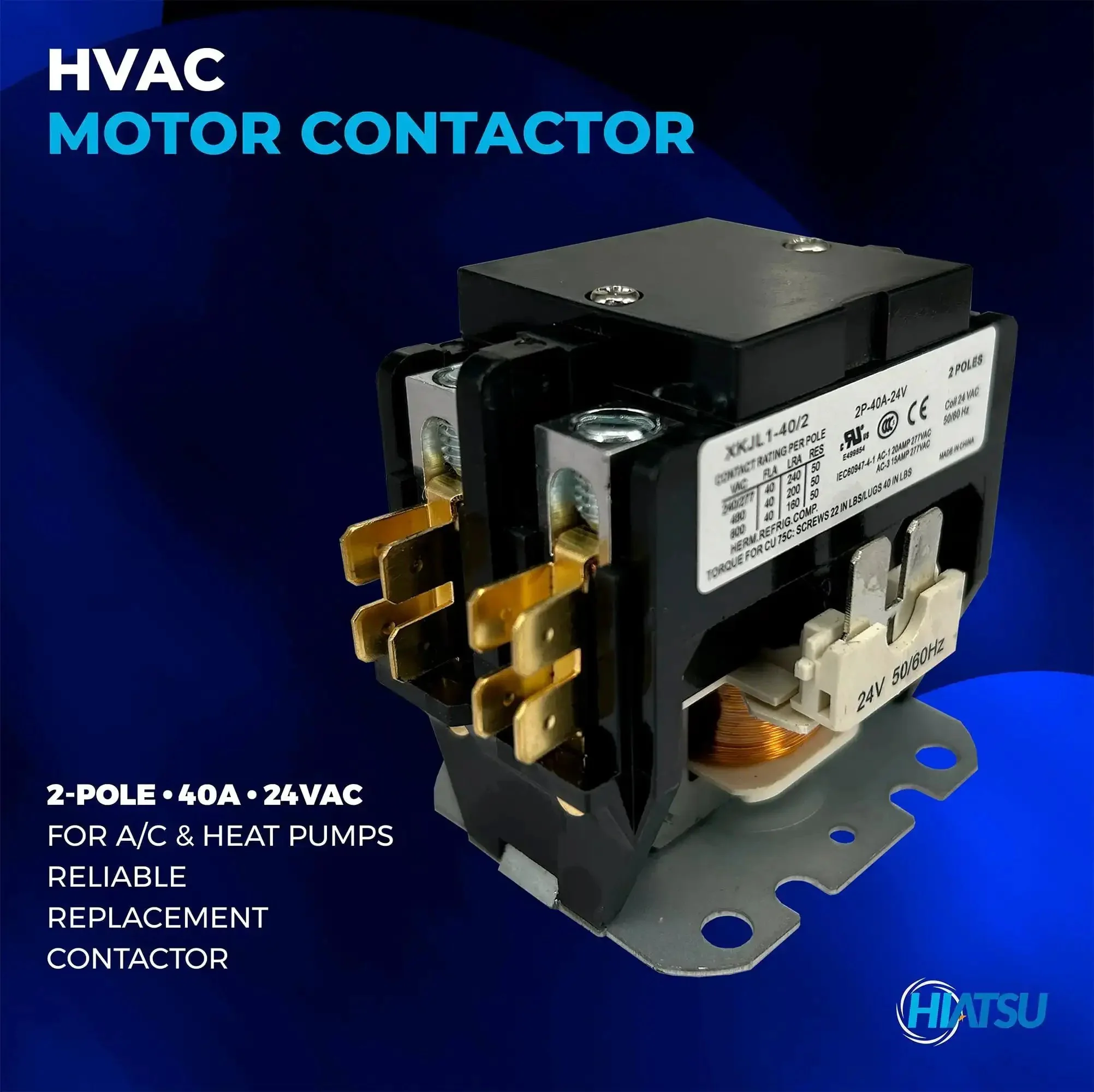 2 Pole 40 Amp 24V HVAC Contactor For AC Heat Pumps And Refrigeration Definite Purpose Relay Replacement With 24V Coil Plug In Durable DIY Friendly Heavy Duty AC System Part - Image 8