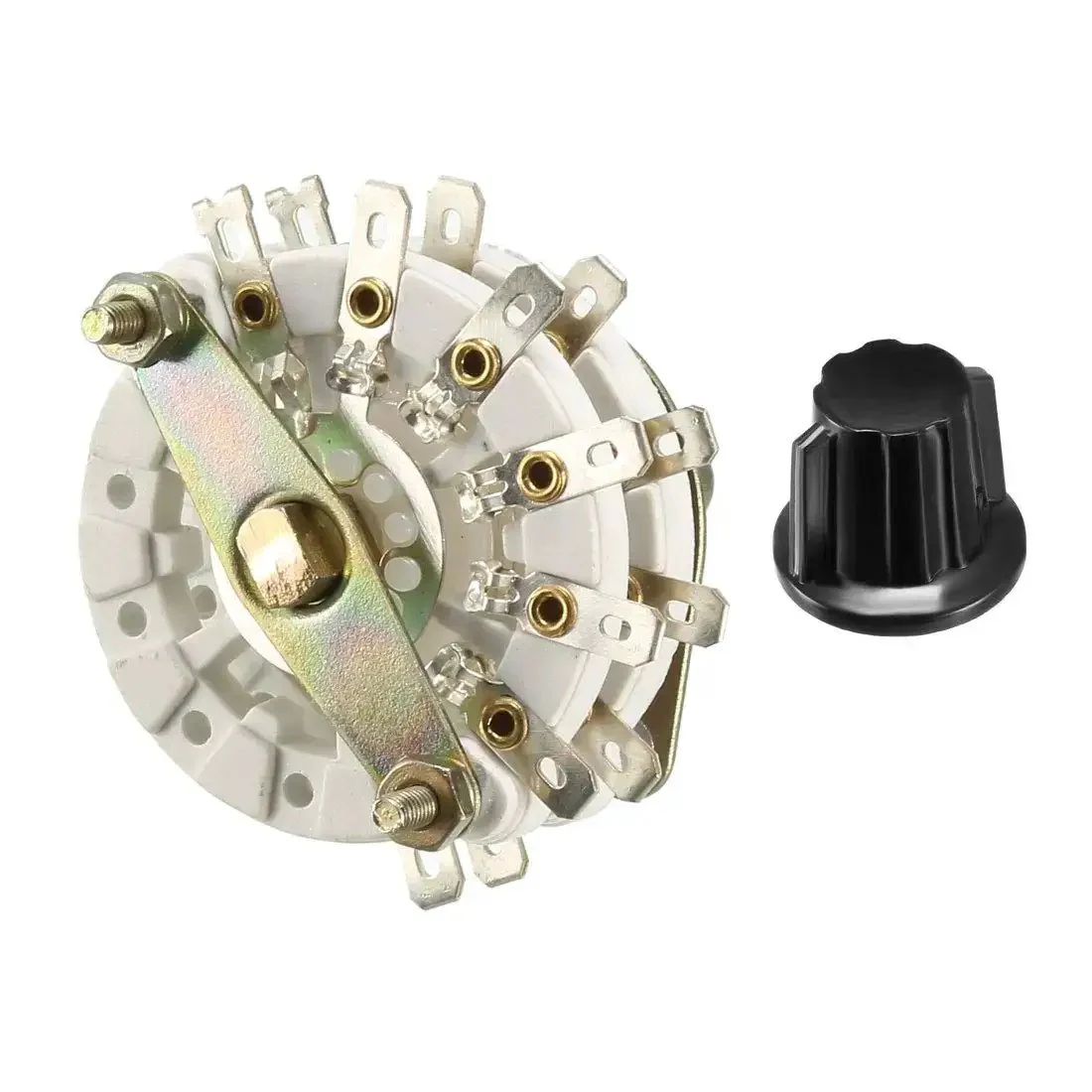 2 Pole 6 Position Rotary Switch With Knob, Band Selector, 2 Deck, 14 Pin, Mount 9.7mm, Shaft 6mm, 0.46 Inch, Maker Friendly Electrical Switch For DIY Projects And Electronics Hobbyists - Image 2