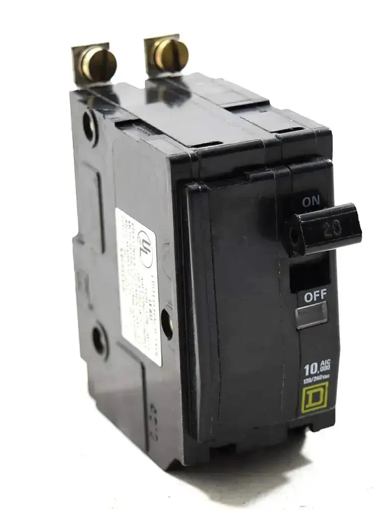2 Pole Bolt On Circuit Breaker 20 Amp 120 240 VAC And 48 VDC QOB220 Style UL CSA Approved For Panelboards Appliances And Lighting Surplus With 10 KA Interrupting Rating At 120 240 VAC And 5 KA At 48 VDC