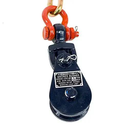 2 Ton Snatch Block With Chain For Flatbed Tow Trucks And Rollback Wreckers Cable Heavy Duty G70 Chain With Grab Hook Corrosion Resistant Industrial Grade For Safe Vehicle Recovery And Car Carrier Use - Image 2