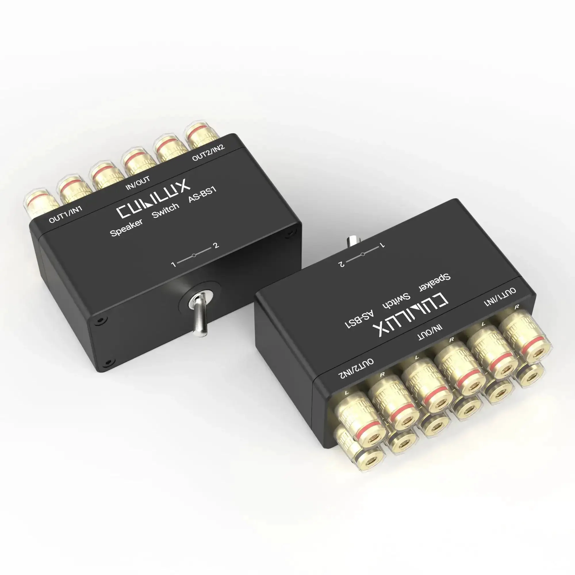 2-Way Speaker Selector Switch Box For A B Amplifier Setup With Banana Plugs, Bidirectional 1-In-2-Out And 2-In-1-Out, Passive High-Fidelity Audio, Minimal Signal Loss, No Power Required