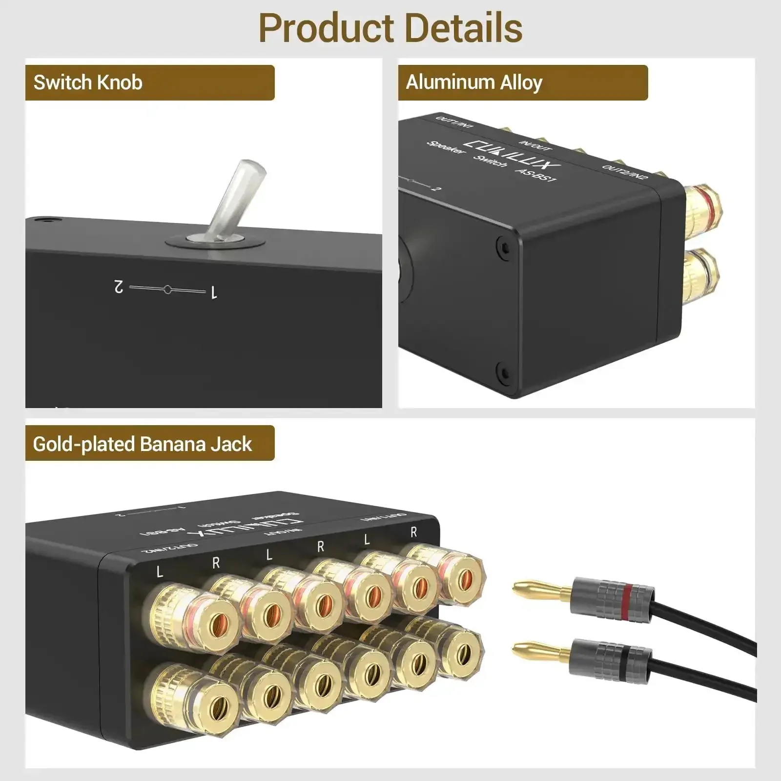 2-Way Speaker Selector Switch Box For A B Amplifier Setup With Banana Plugs, Bidirectional 1-In-2-Out And 2-In-1-Out, Passive High-Fidelity Audio, Minimal Signal Loss, No Power Required - Image 5