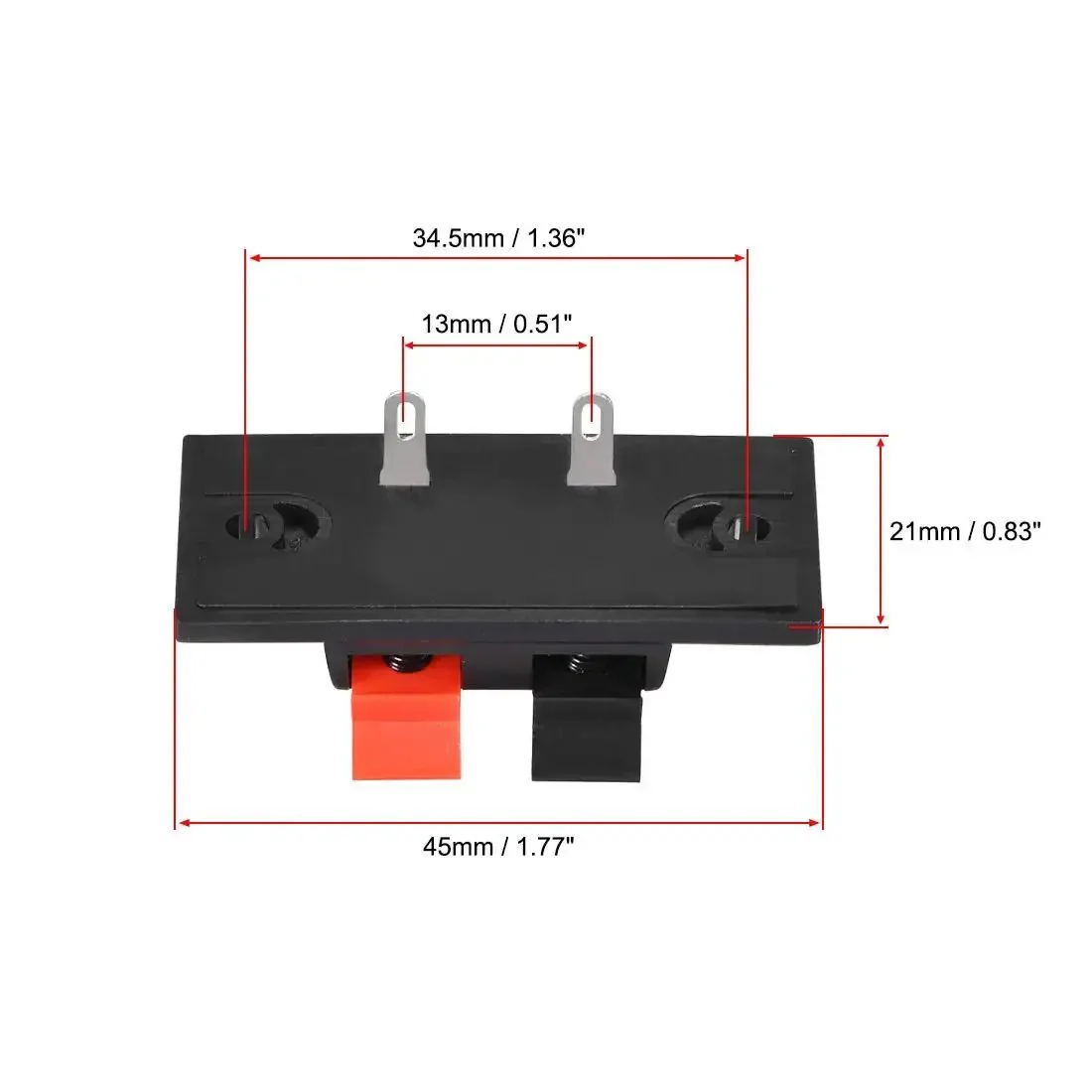 2 Way Spring Speaker Terminal Clip Push Release Connector, 2Pcs, 2-Position Wire Terminal Block for Speakers, AWG24-16 Cable, Red Black Polarity, Solid Connection, Easy Hookup - Image 2