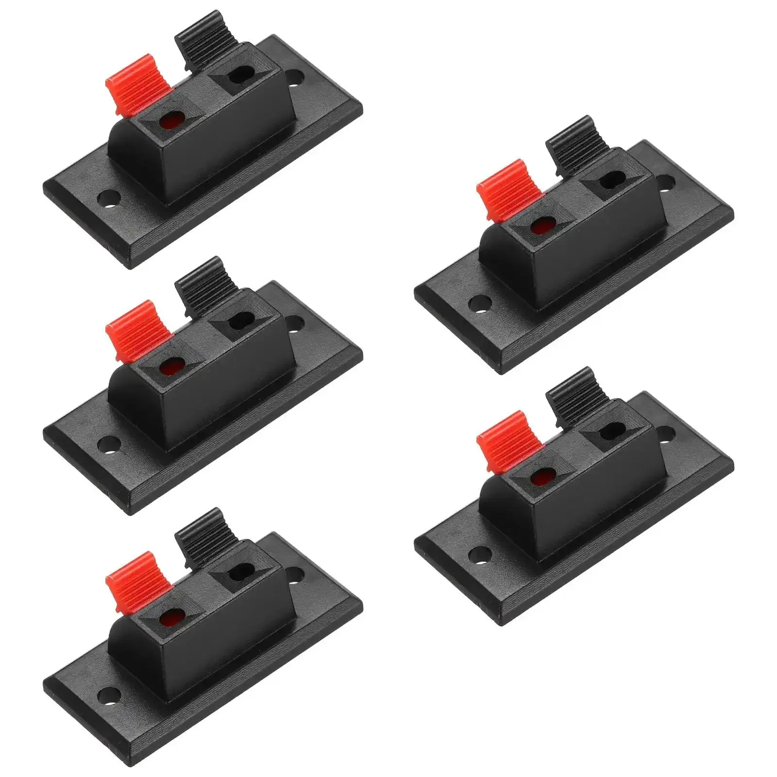 2 Way Spring Terminal Clip Push Release Connector Plate Jack Socket For Speaker Terminals 5Pcs Red Black Color Coding 45mm By 21mm By 25mm Mounting Hole 35mm 3.25mm Size High End Audio Dope Speaker Upgrades