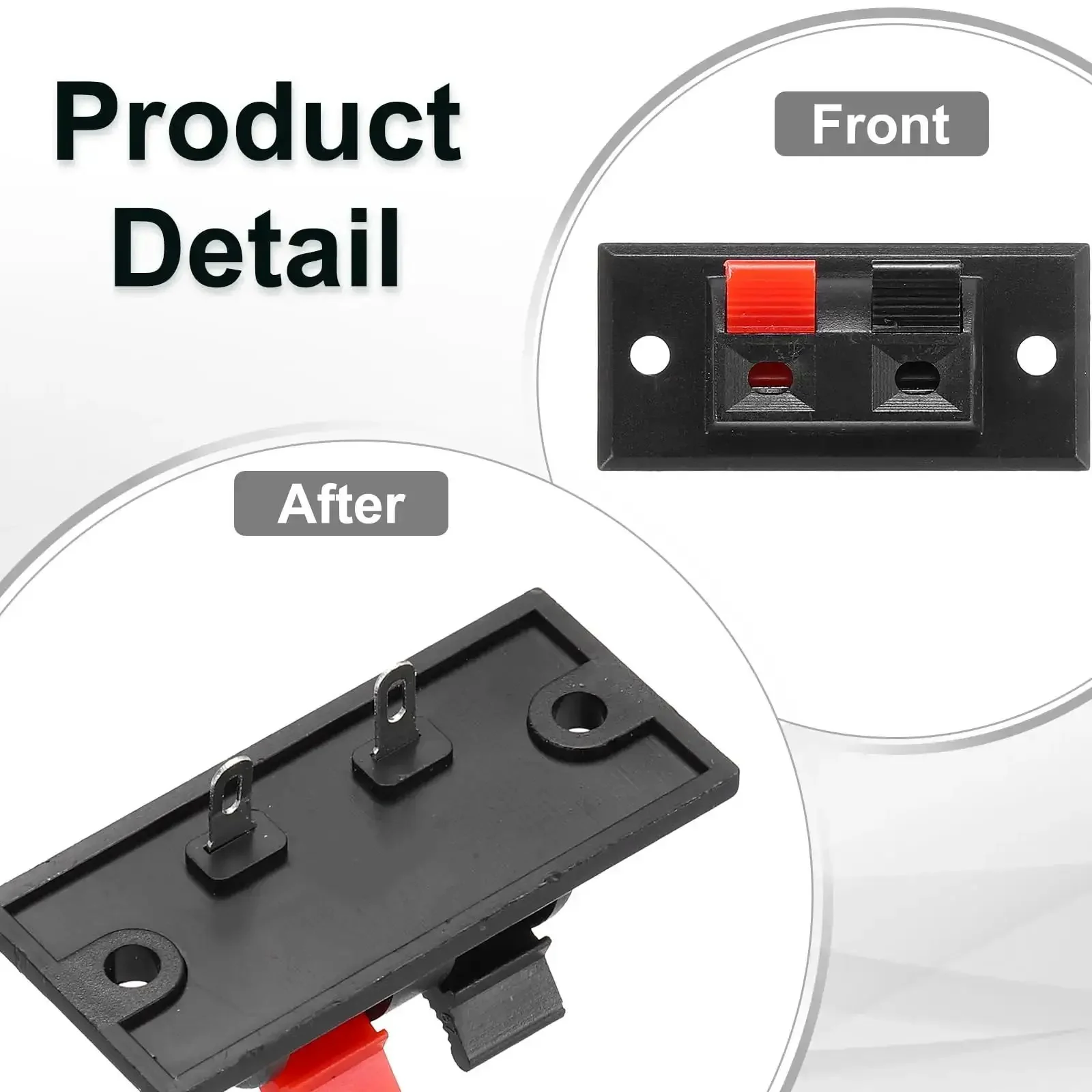 2 Way Spring Terminal Clip Push Release Connector Plate Jack Socket For Speaker Terminals 5Pcs WP23 Red Black Color Coding Durable Plastic Iron Build Ideal For DIY Audio Upgrades And Speaker Wiring - Image 4