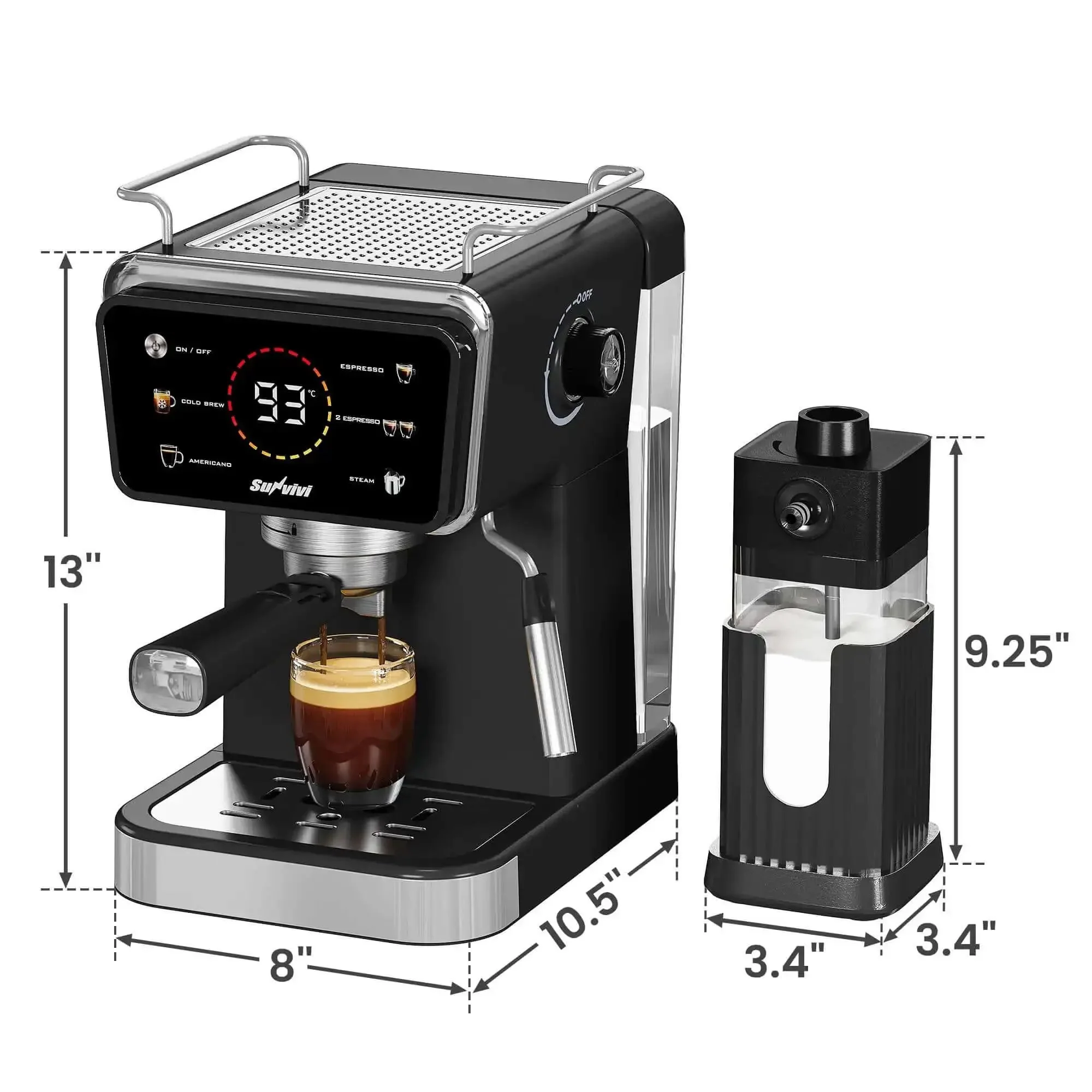 20 Bar Espresso Machine For Home And Office With Milk Frother, Iced Coffee Maker And Cold Brew, Barista Style Espresso Shot And Americano, One Touch LED Display, 52 Oz Removable Water Tank, 3 In 1 Brew System - Image 2