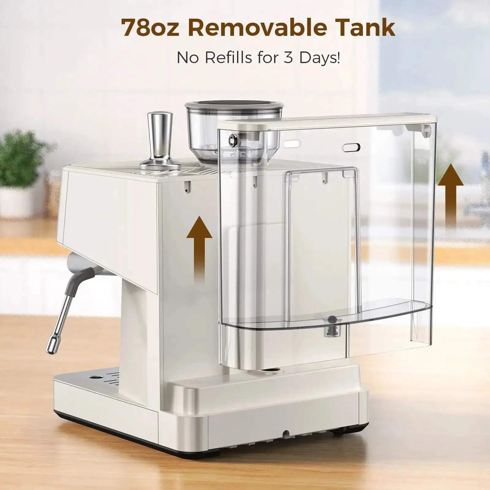 20 Bar Espresso Machine With Built-In Anti-Clog Grinder, Milk Frother And Tamping Tools For Latte Art, Barista-Grade Home Coffee Maker With Jam-Free Grinding And Turbo Chute For Mess-Free Shots - Image 2