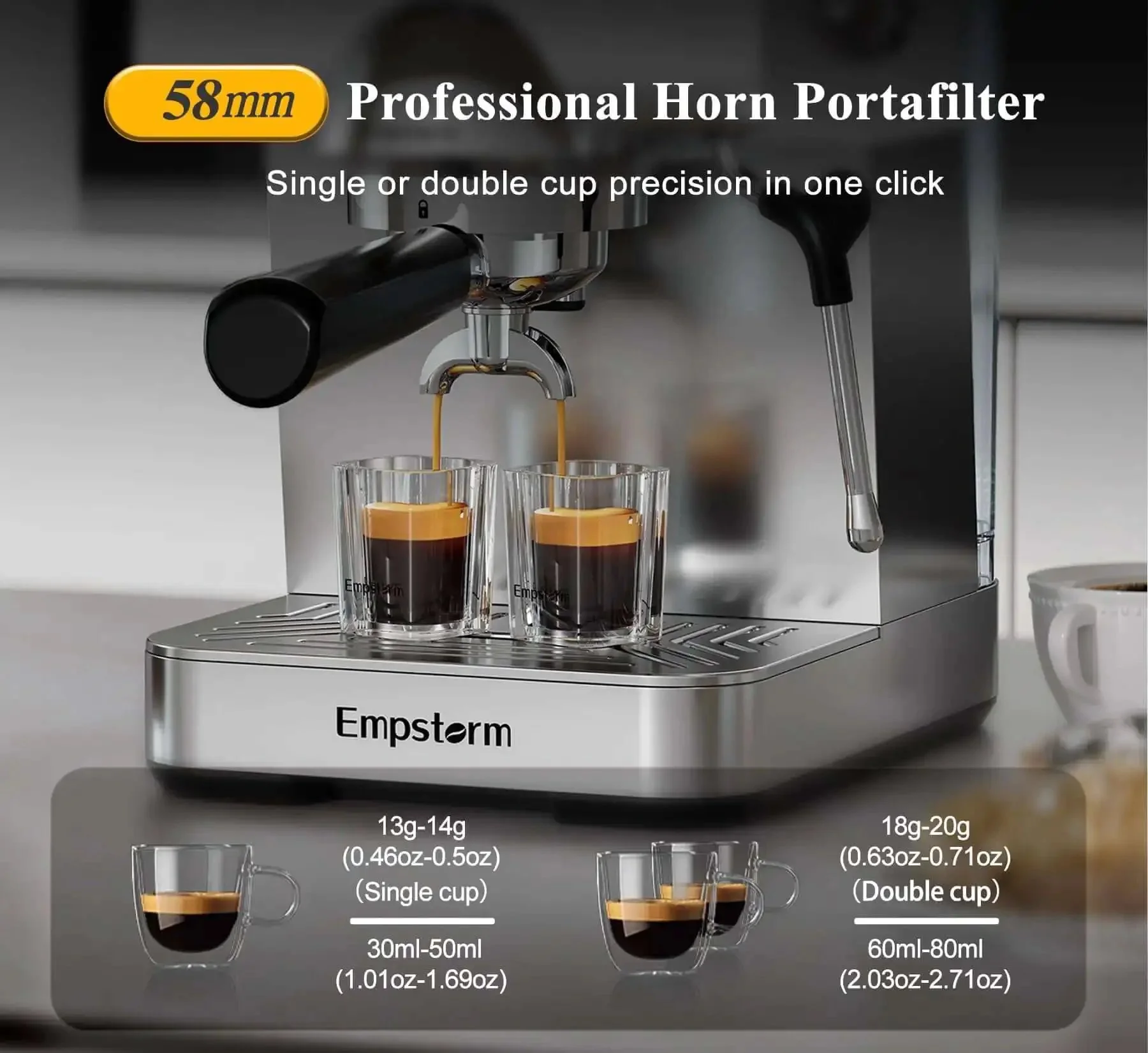 20 Bar Espresso Machine With Steam Milk Frother, Stainless Steel Coffee Maker With LED Display For Home And Office, Cold Brew And Hot Coffee Maker, Barista Grade Cappuccino And Espresso Maker - Image 6